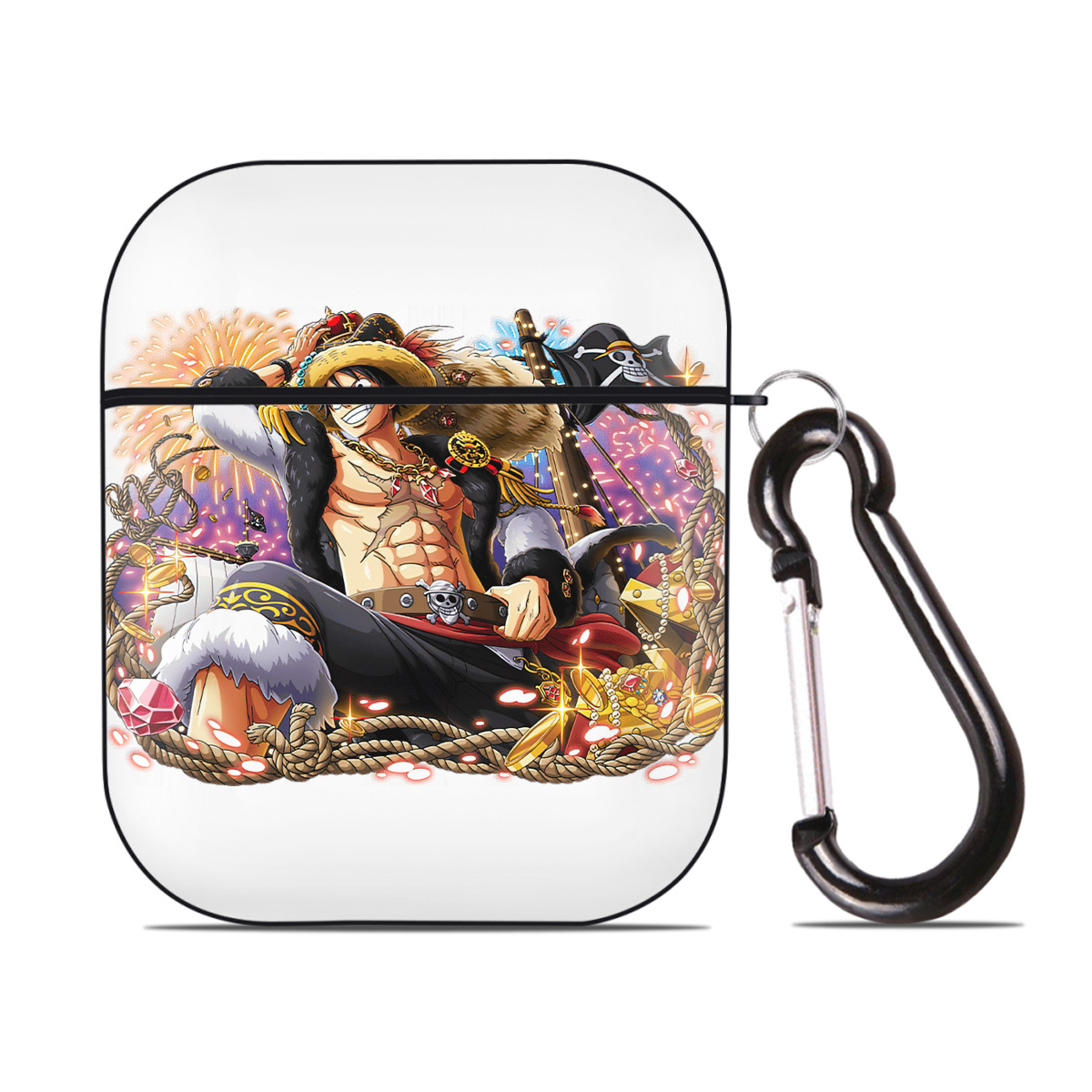 ワンピース モンキー・D・ルフィ ONE PIECE Monkey D. Luffy AirPods 第2世代保護ケース ハードシェル ブラック 耐衝撃・防指紋・カラビナ付き