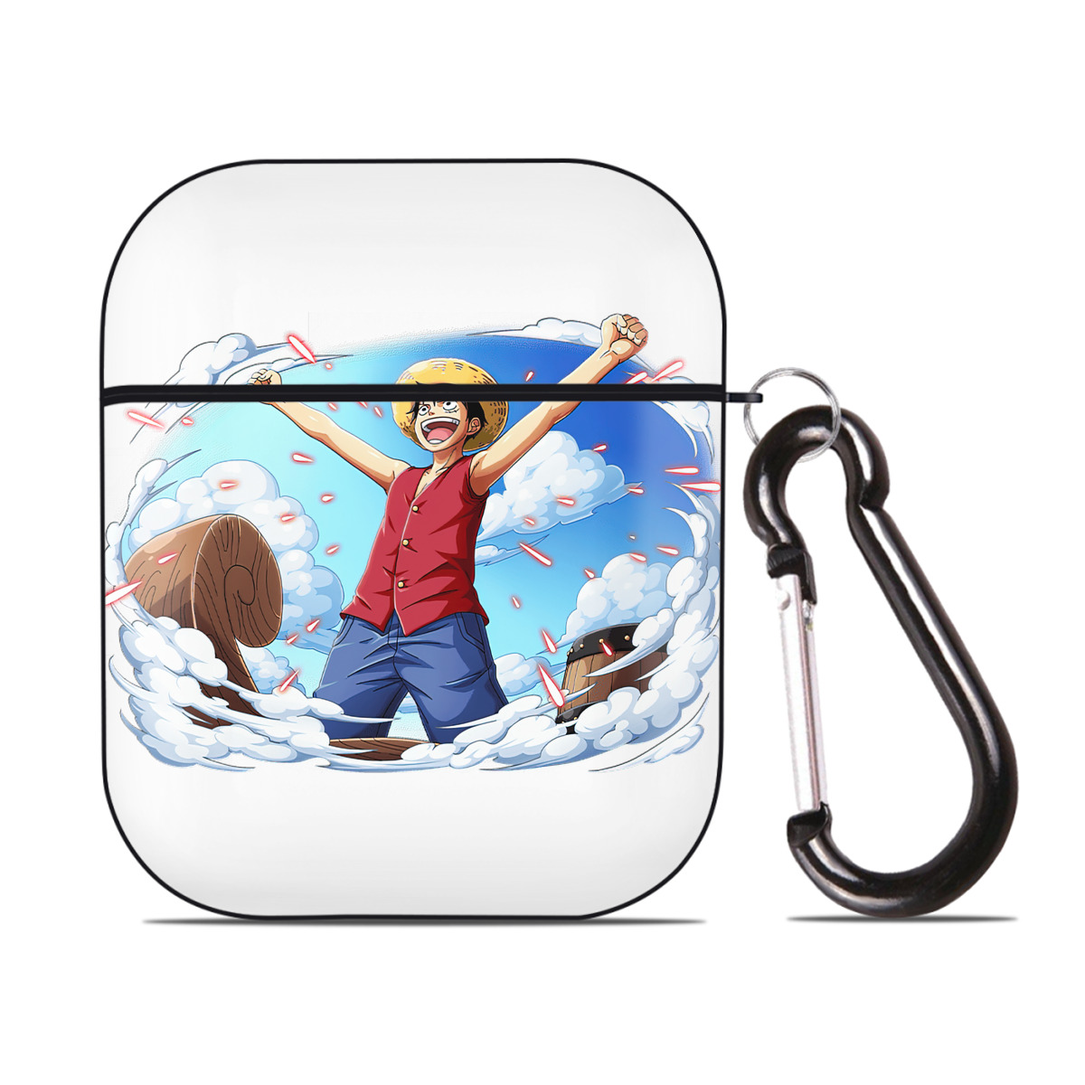 ワンピース モンキー・D・ルフィ ONE PIECE Monkey D. Luffy AirPods 第2世代保護ケース ハードシェル ブラック 耐衝撃・防指紋・カラビナ付き