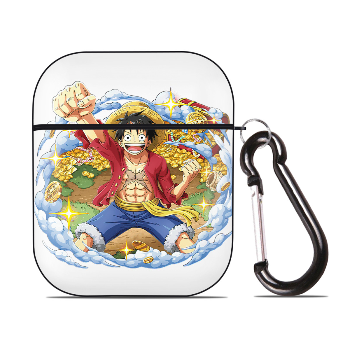 ワンピース モンキー・D・ルフィ ONE PIECE Monkey D. Luffy AirPods 第2世代保護ケース ハードシェル ブラック 耐衝撃・防指紋・カラビナ付き