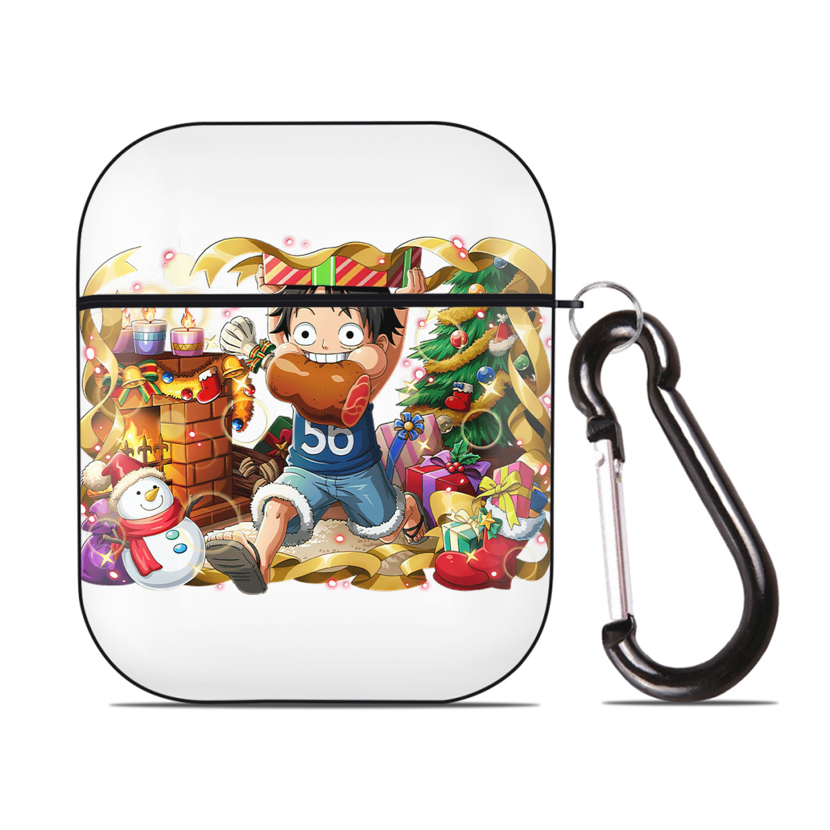 ワンピース モンキー・D・ルフィ ONE PIECE Monkey D. Luffy AirPods 第2世代保護ケース ハードシェル ブラック 耐衝撃・防指紋・カラビナ付き