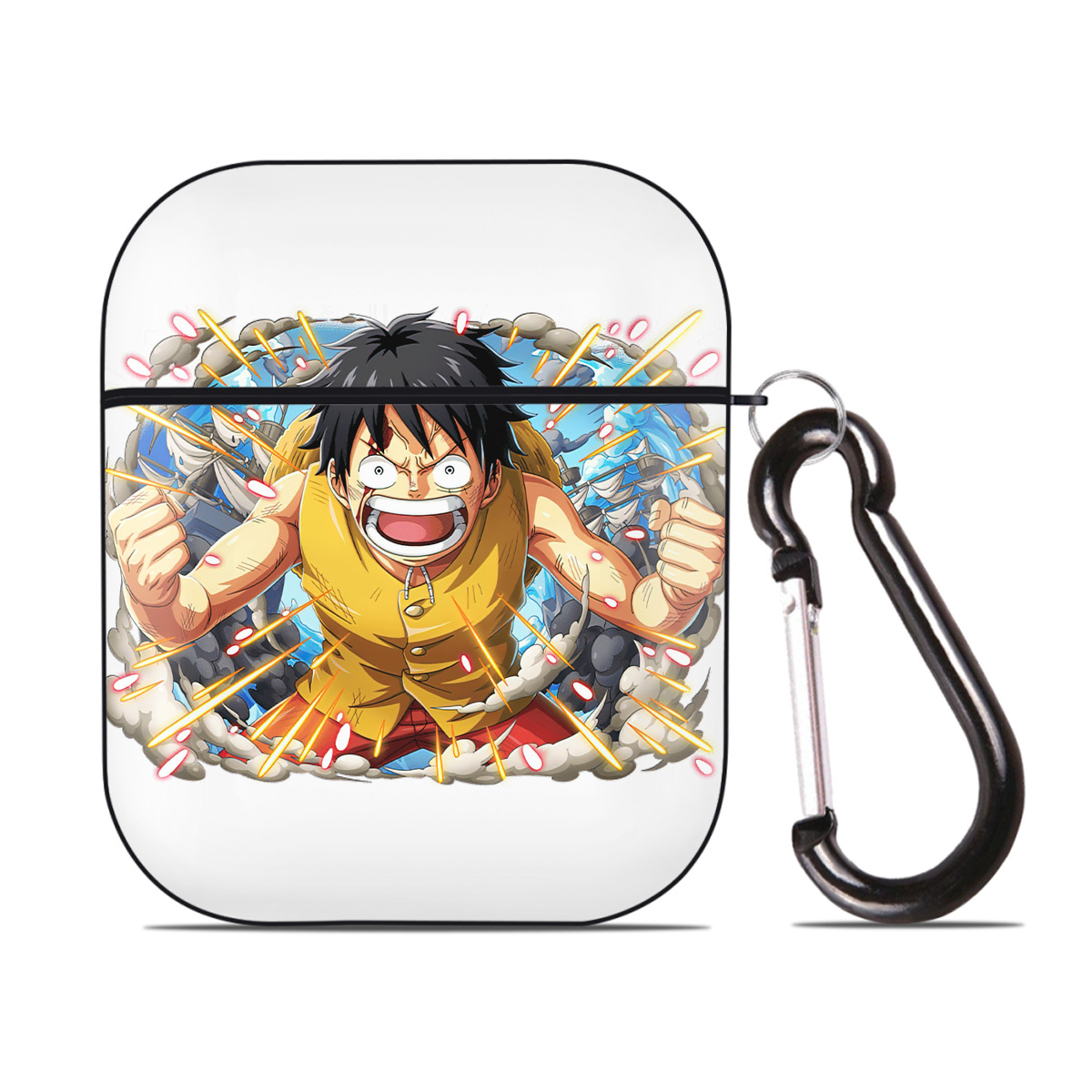ワンピース モンキー・D・ルフィ ONE PIECE Monkey D. Luffy AirPods 第2世代保護ケース ハードシェル ブラック 耐衝撃・防指紋・カラビナ付き