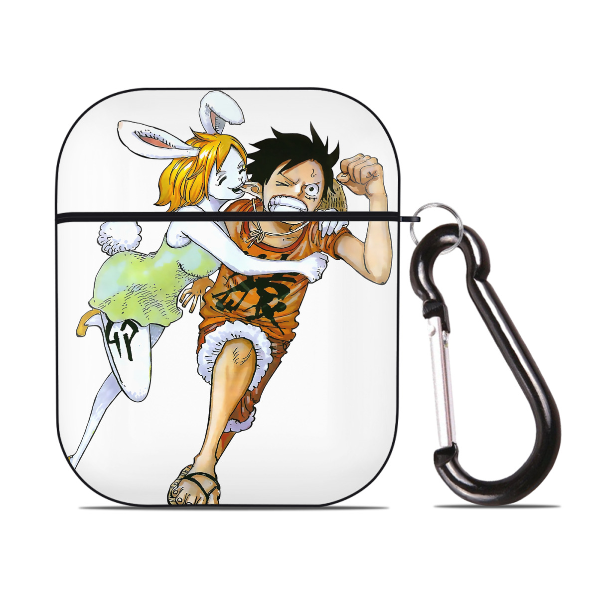 ワンピース モンキー・D・ルフィ ONE PIECE Monkey D. Luffy AirPods 第2世代保護ケース ハードシェル ブラック 耐衝撃・防指紋・カラビナ付き