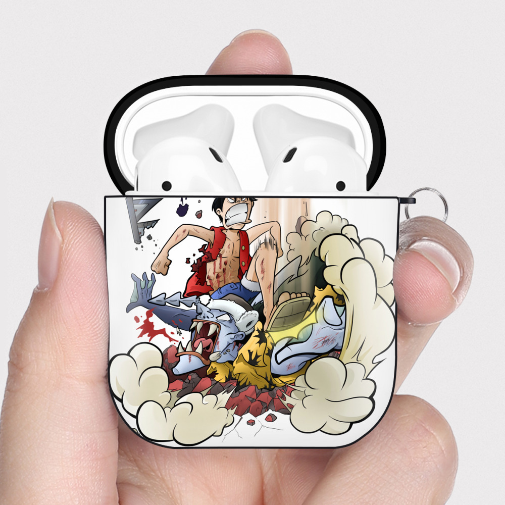 ワンピース モンキー・D・ルフィ ONE PIECE Monkey D. Luffy AirPods 第2世代保護ケース ハードシェル ブラック 耐衝撃・防指紋・カラビナ付き