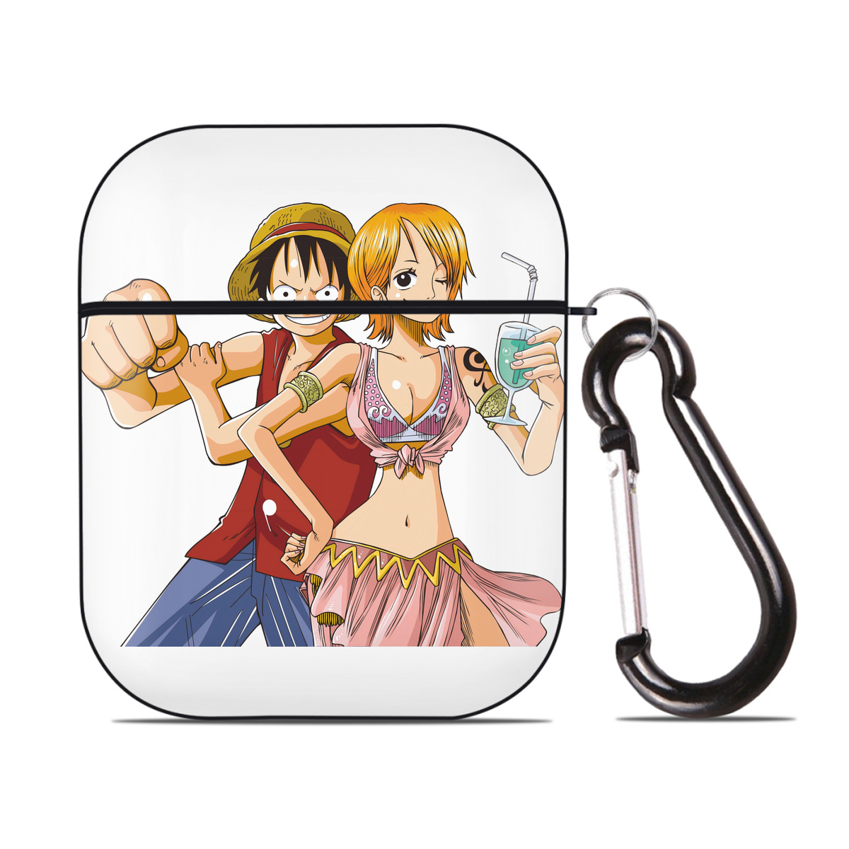 ワンピース モンキー・D・ルフィ ONE PIECE Monkey D. Luffy AirPods 第2世代保護ケース ハードシェル ブラック 耐衝撃・防指紋・カラビナ付き