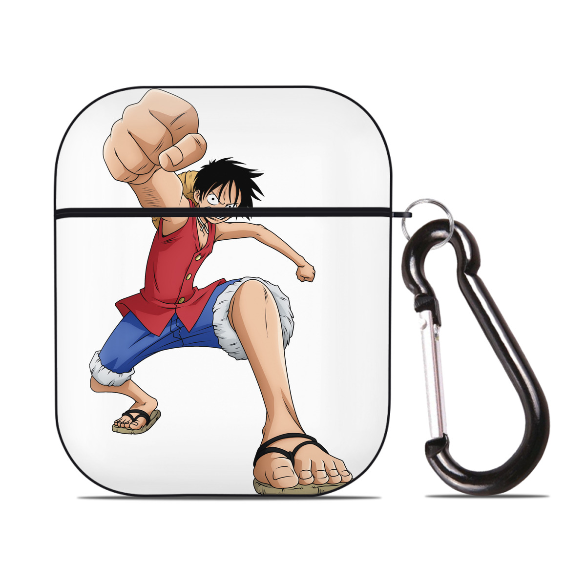 ワンピース モンキー・D・ルフィ ONE PIECE Monkey D. Luffy AirPods 第2世代保護ケース ハードシェル ブラック 耐衝撃・防指紋・カラビナ付き