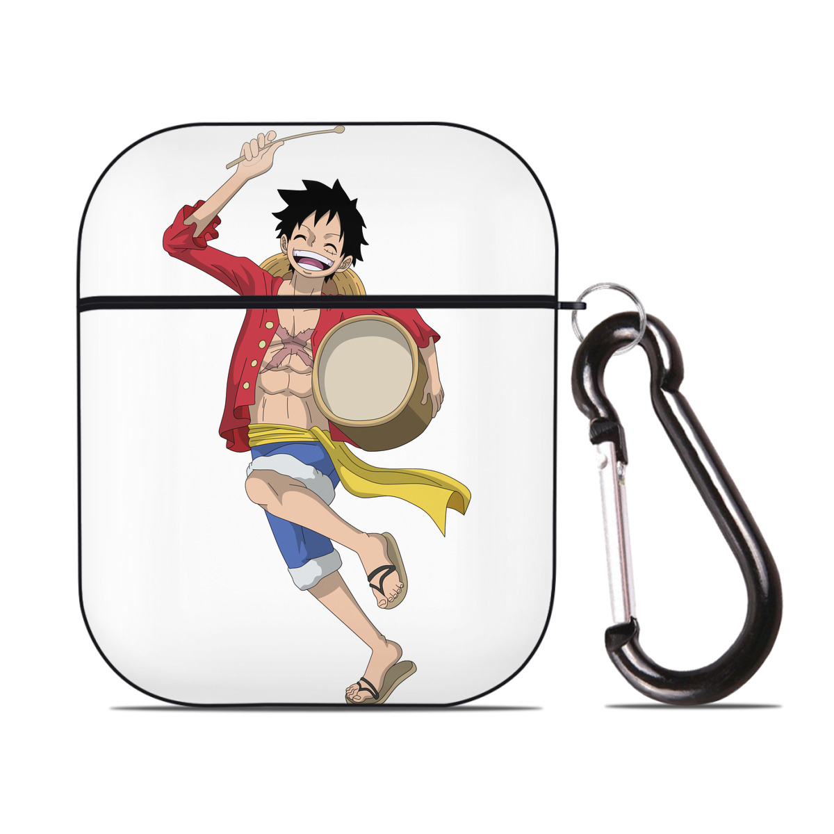 ワンピース モンキー・D・ルフィ ONE PIECE Monkey D. Luffy AirPods 第2世代保護ケース ハードシェル ブラック 耐衝撃・防指紋・カラビナ付き