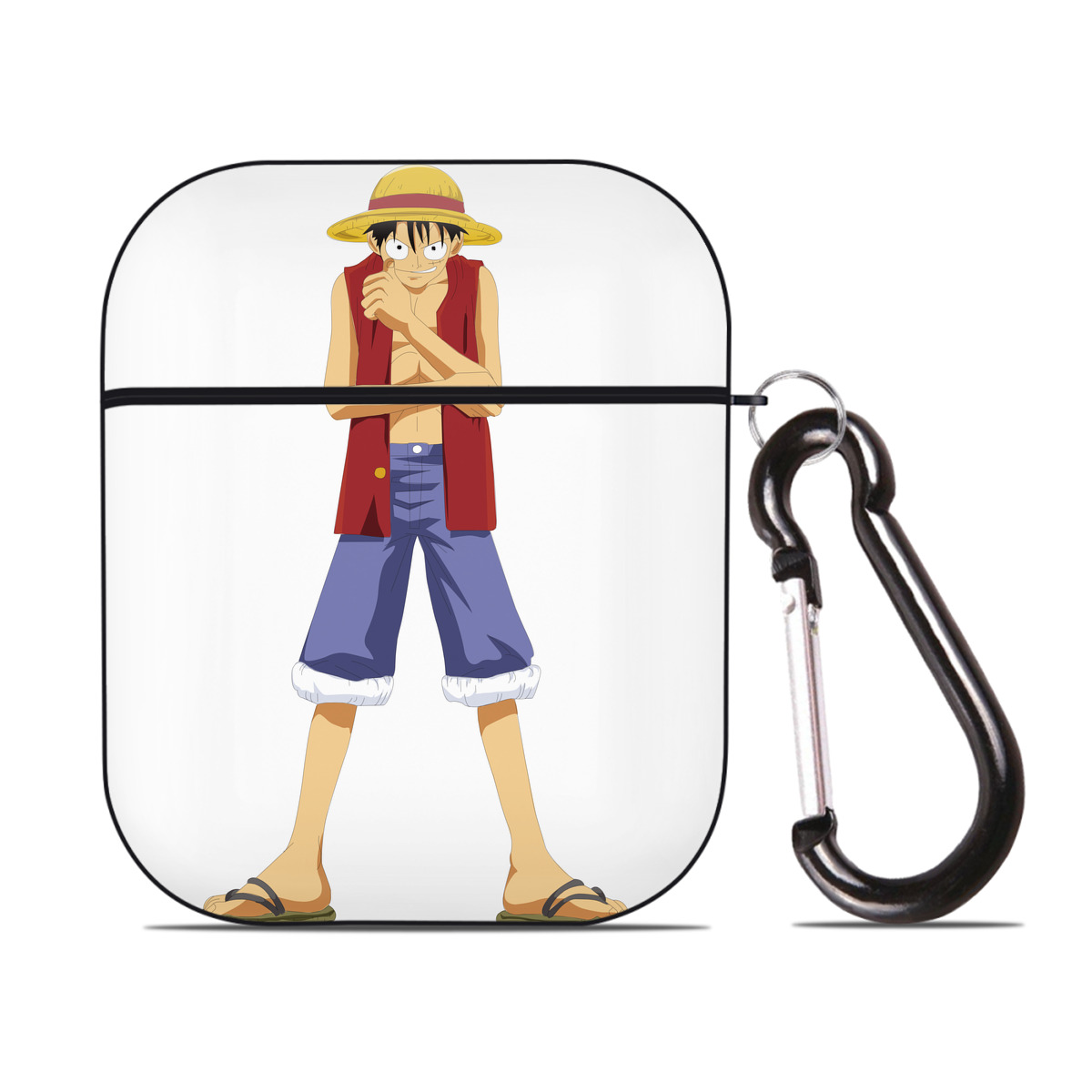 ワンピース モンキー・D・ルフィ ONE PIECE Monkey D. Luffy AirPods 第2世代保護ケース ハードシェル ブラック 耐衝撃・防指紋・カラビナ付き