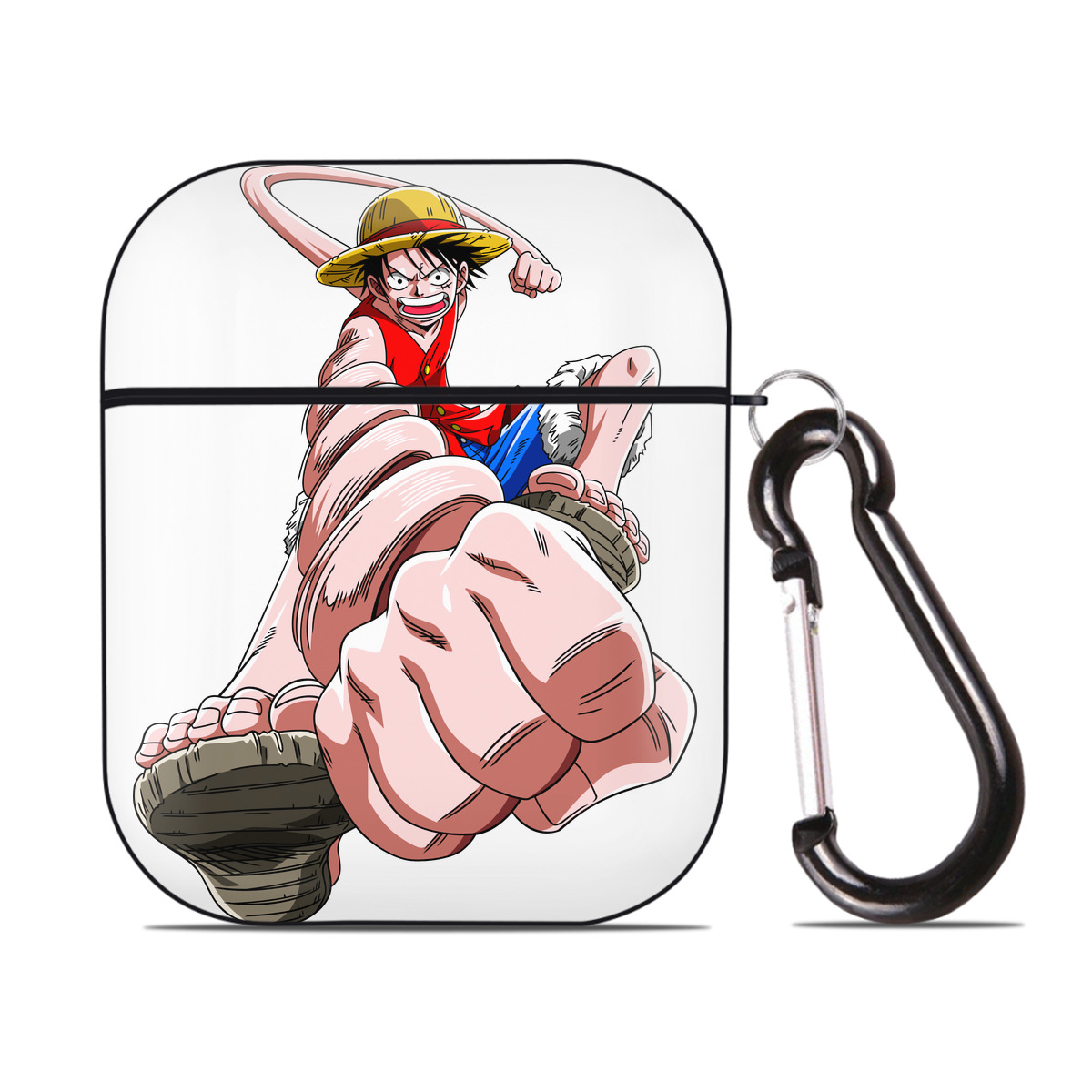 ワンピース モンキー・D・ルフィ ONE PIECE Monkey D. Luffy AirPods 第2世代保護ケース ハードシェル ブラック 耐衝撃・防指紋・カラビナ付き