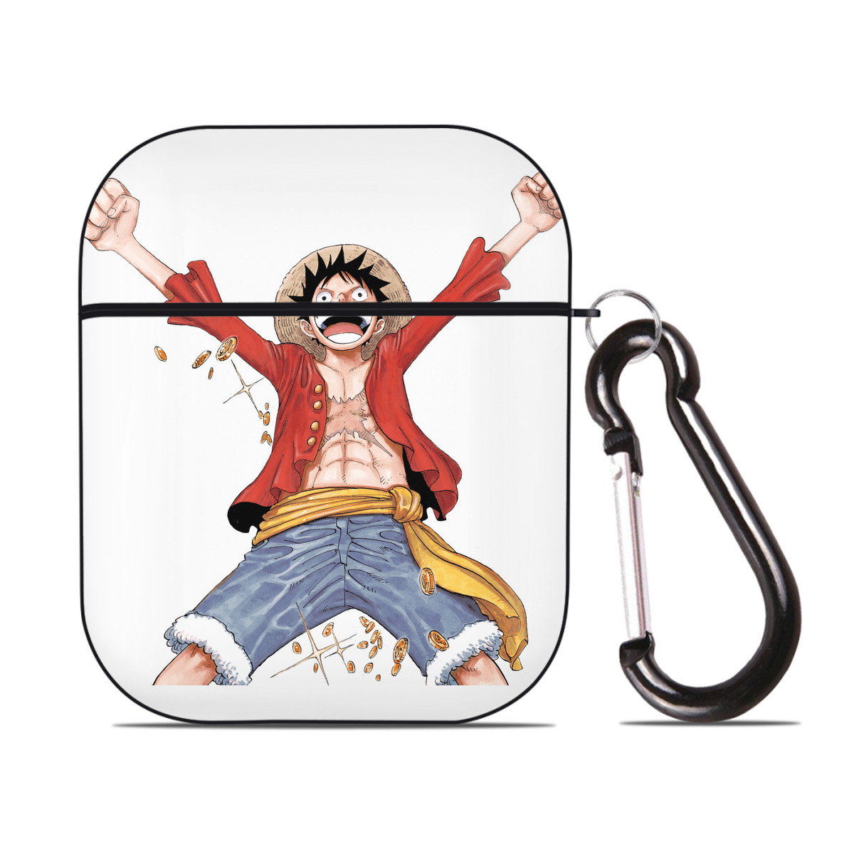 ワンピース モンキー・D・ルフィ ONE PIECE Monkey D. Luffy AirPods 第2世代保護ケース ハードシェル ブラック 耐衝撃・防指紋・カラビナ付き