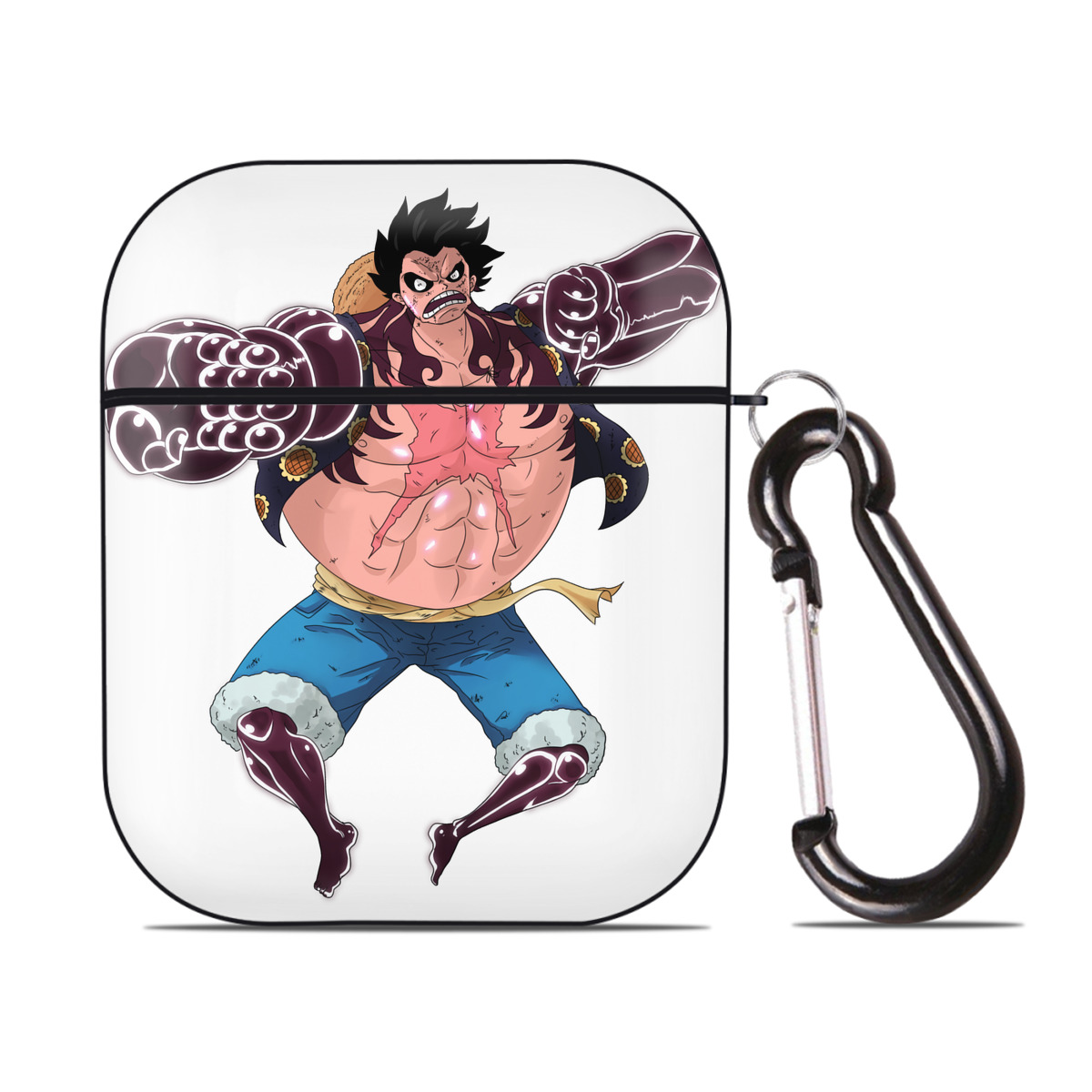 ワンピース モンキー・D・ルフィ ONE PIECE Monkey D. Luffy AirPods 第2世代保護ケース ハードシェル ブラック 耐衝撃・防指紋・カラビナ付き
