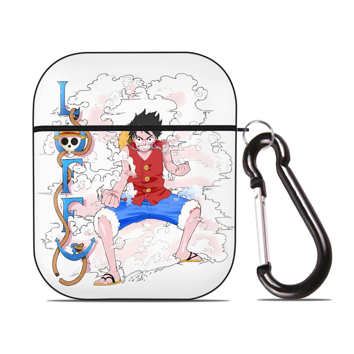 ワンピース モンキー・D・ルフィ ONE PIECE Monkey D. Luffy AirPods 第2世代保護ケース ハードシェル ブラック 耐衝撃・防指紋・カラビナ付き