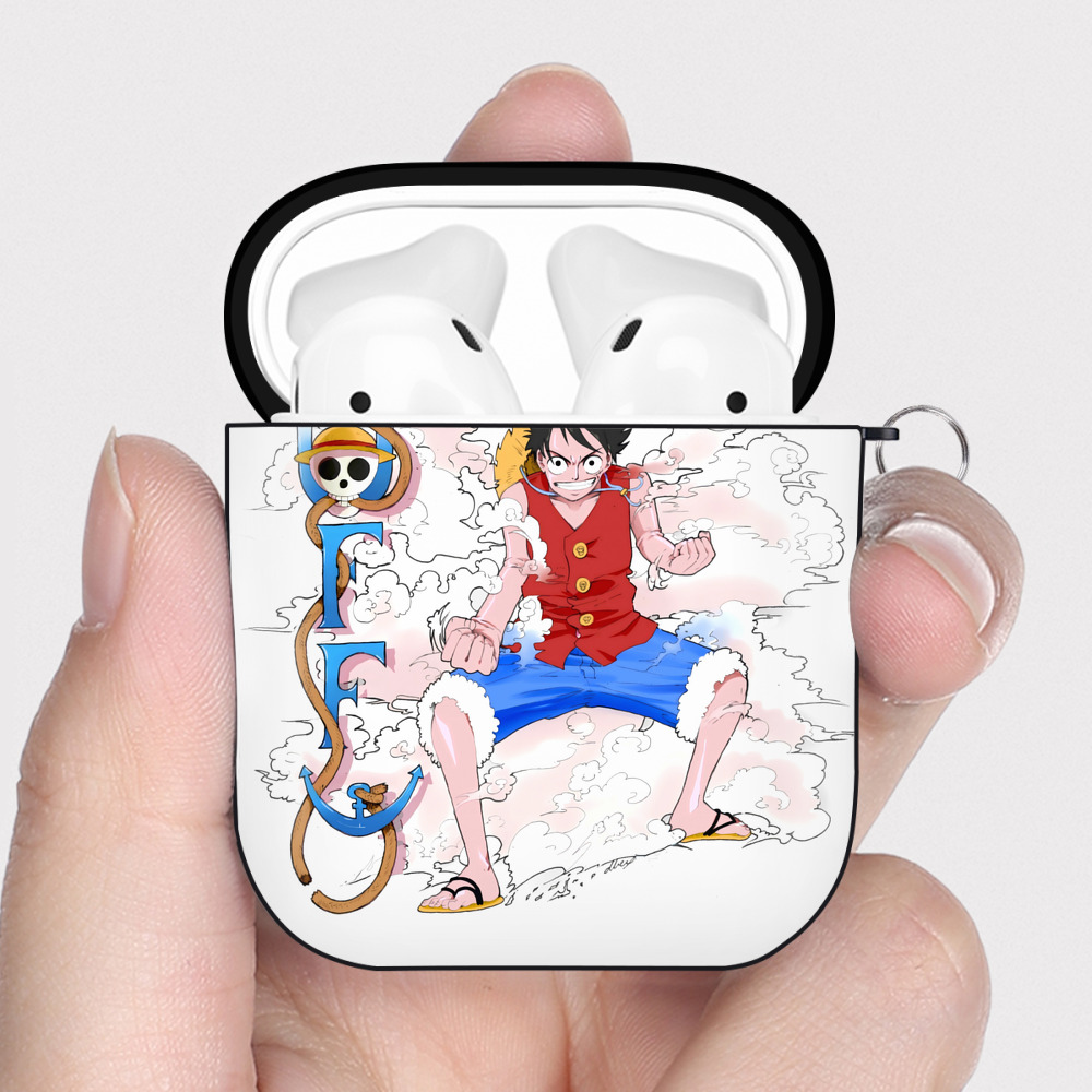 ワンピース モンキー・D・ルフィ ONE PIECE Monkey D. Luffy AirPods 第2世代保護ケース ハードシェル ブラック 耐衝撃・防指紋・カラビナ付き
