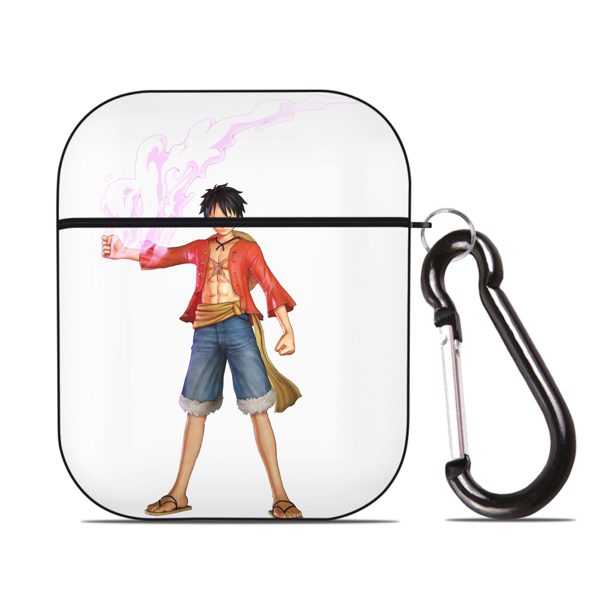 ワンピース モンキー・D・ルフィ ONE PIECE Monkey D. Luffy AirPods 第2世代保護ケース ハードシェル ブラック 耐衝撃・防指紋・カラビナ付き