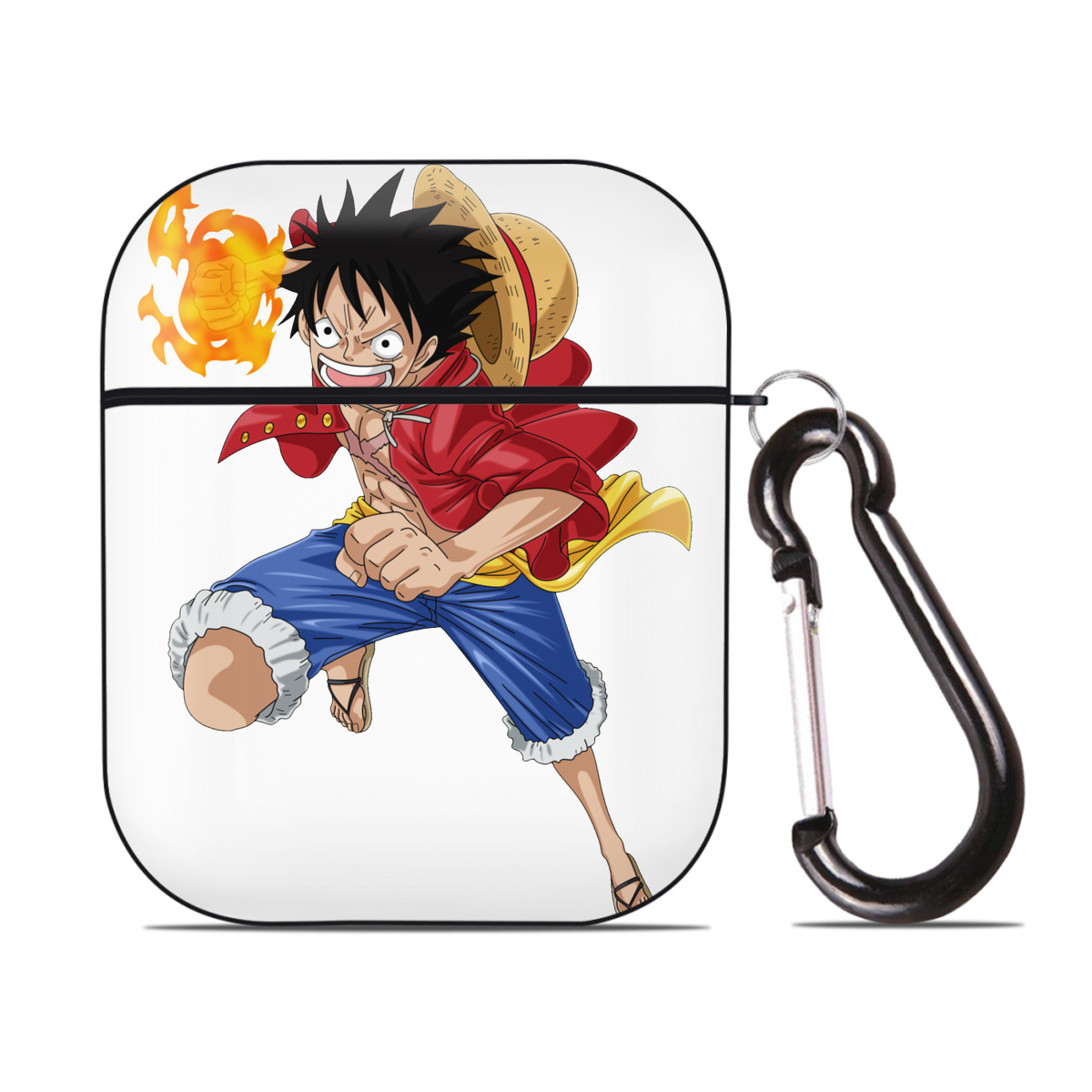 ワンピース モンキー・D・ルフィ ONE PIECE Monkey D. Luffy AirPods 第2世代保護ケース ハードシェル ブラック 耐衝撃・防指紋・カラビナ付き