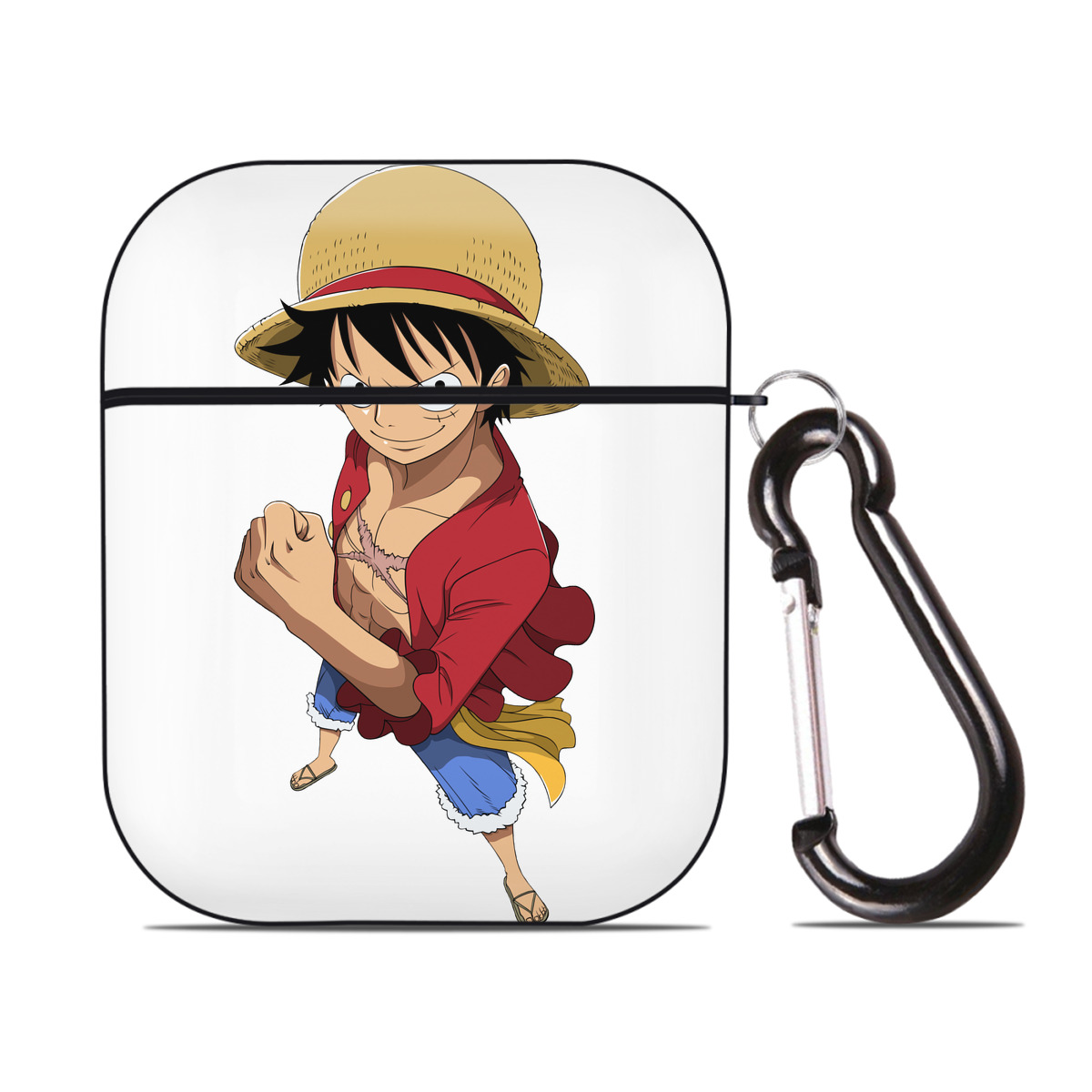 ワンピース モンキー・D・ルフィ ONE PIECE Monkey D. Luffy AirPods 第2世代保護ケース ハードシェル ブラック 耐衝撃・防指紋・カラビナ付き