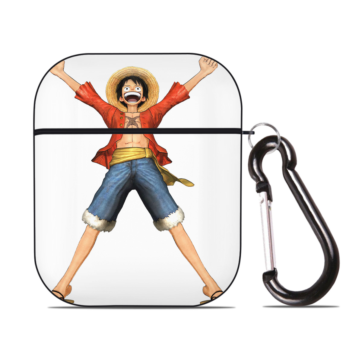 ワンピース モンキー・D・ルフィ ONE PIECE Monkey D. Luffy AirPods 第2世代保護ケース ハードシェル ブラック 耐衝撃・防指紋・カラビナ付き