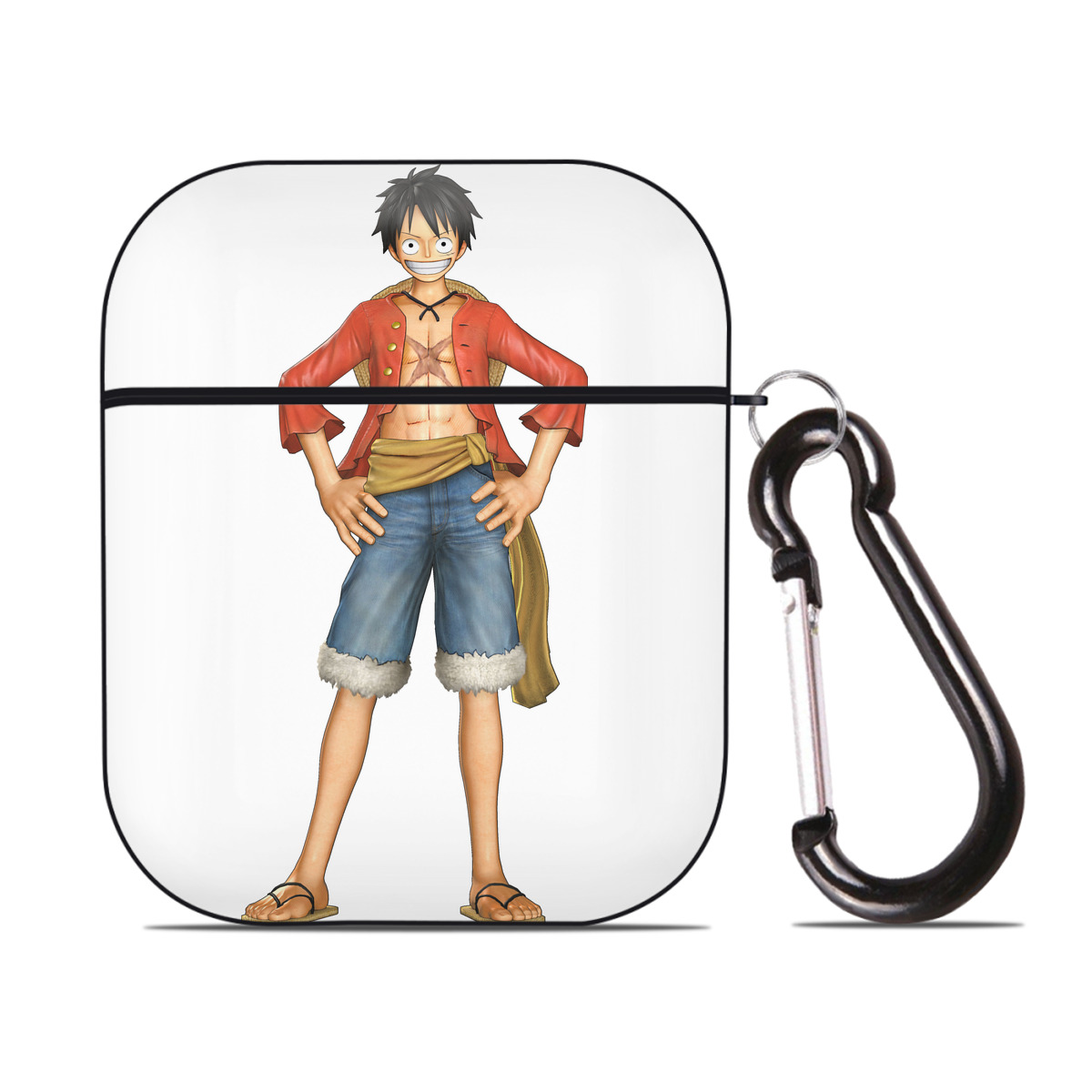ワンピース モンキー・D・ルフィ ONE PIECE Monkey D. Luffy AirPods 第2世代保護ケース ハードシェル ブラック 耐衝撃・防指紋・カラビナ付き