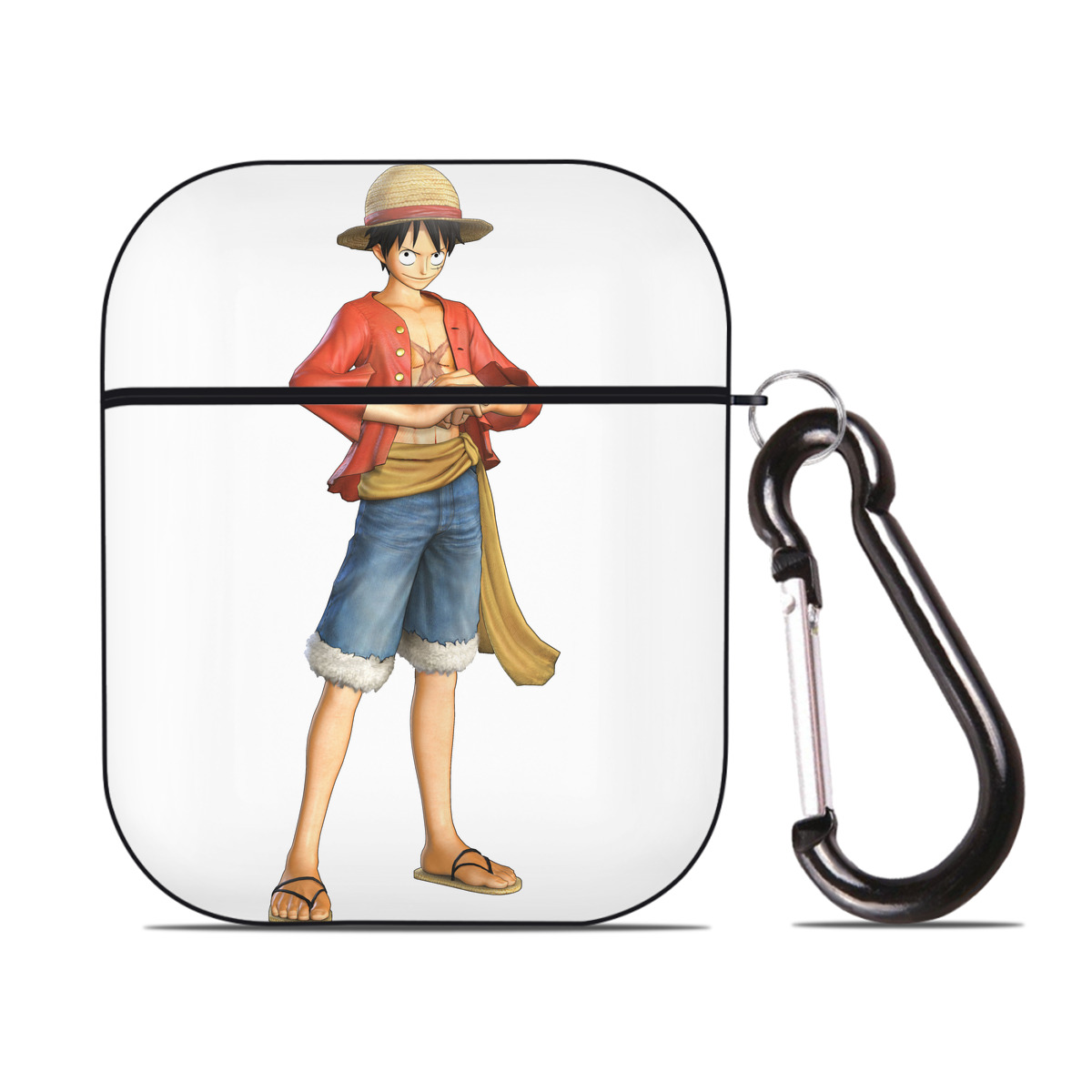 ワンピース モンキー・D・ルフィ ONE PIECE Monkey D. Luffy AirPods 第2世代保護ケース ハードシェル ブラック 耐衝撃・防指紋・カラビナ付き