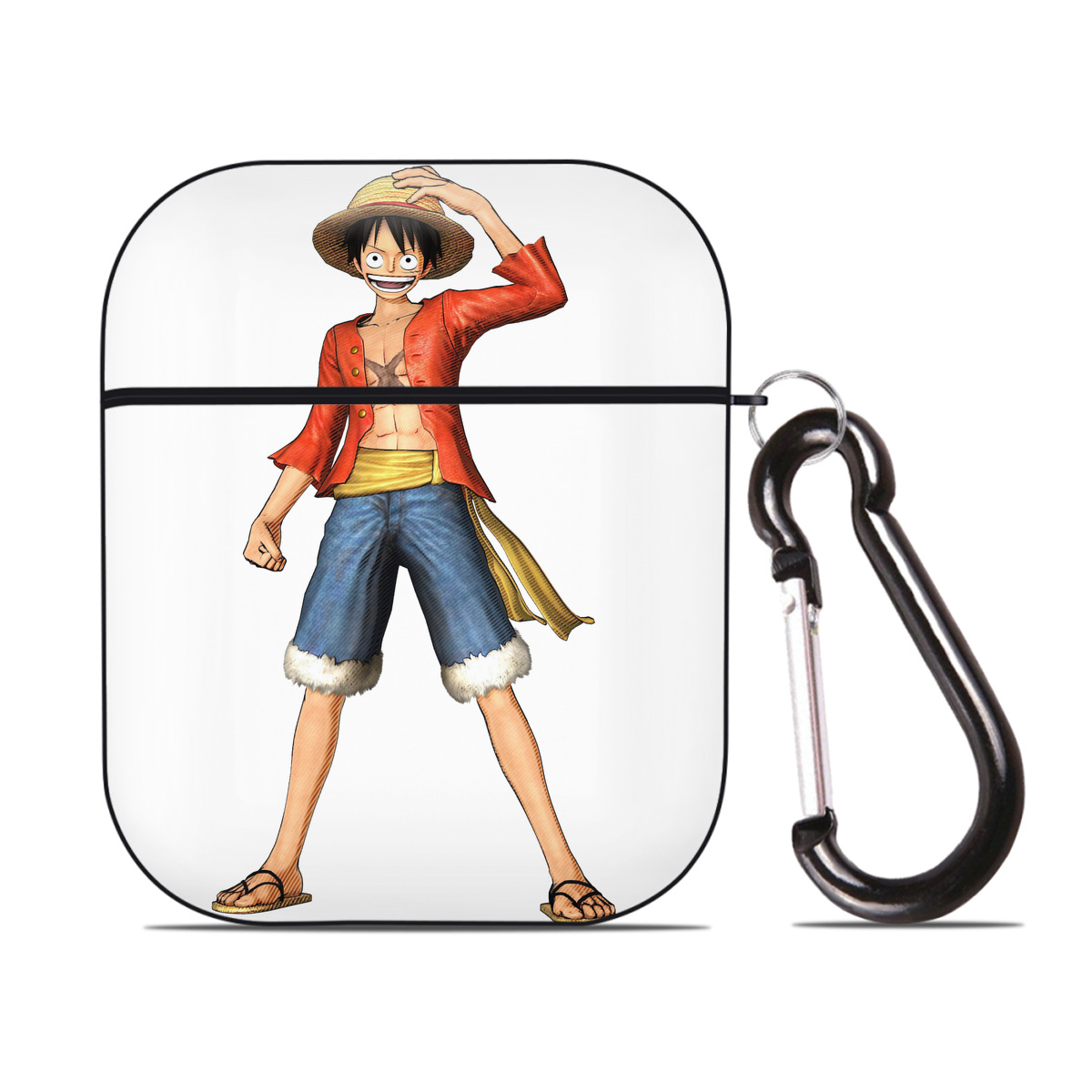 ワンピース モンキー・D・ルフィ ONE PIECE Monkey D. Luffy AirPods 第2世代保護ケース ハードシェル ブラック 耐衝撃・防指紋・カラビナ付き
