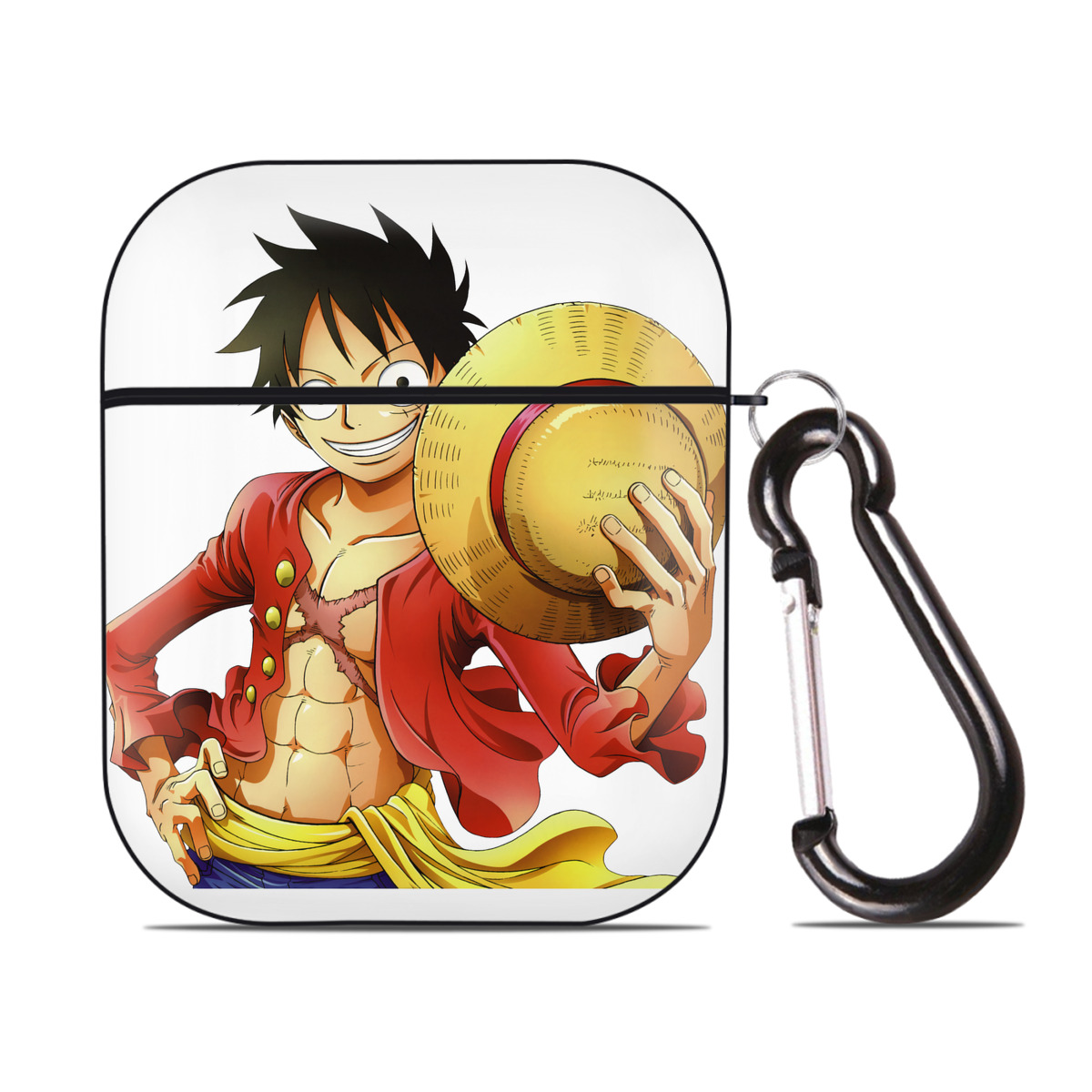 ワンピース モンキー・D・ルフィ ONE PIECE Monkey D. Luffy AirPods 第2世代保護ケース ハードシェル ブラック 耐衝撃・防指紋・カラビナ付き