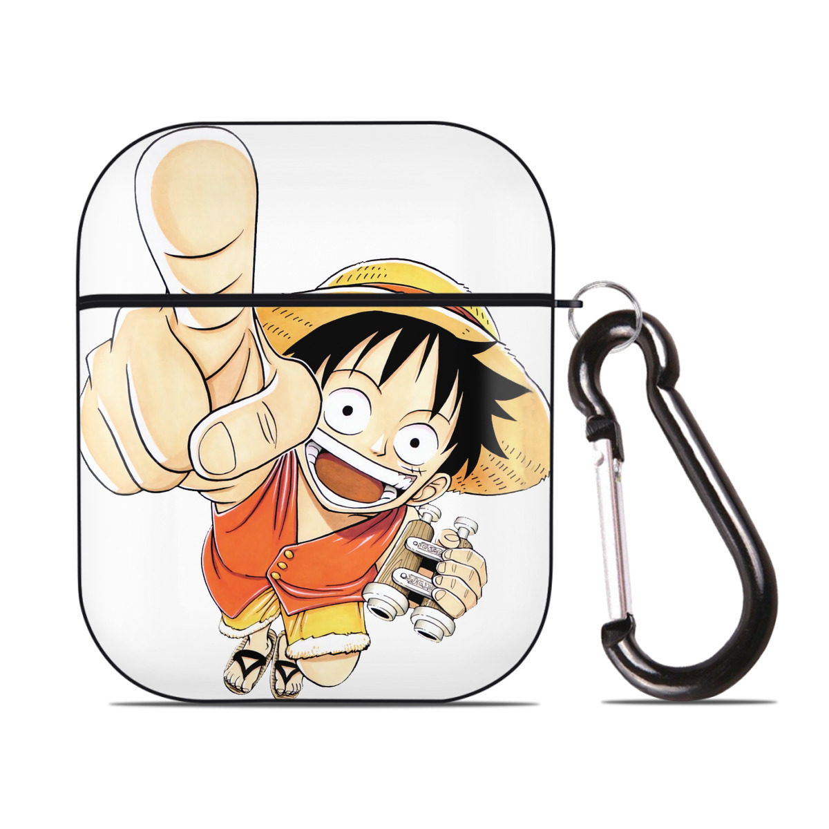 ワンピース モンキー・D・ルフィ ONE PIECE Monkey D. Luffy AirPods 第2世代保護ケース ハードシェル ブラック 耐衝撃・防指紋・カラビナ付き