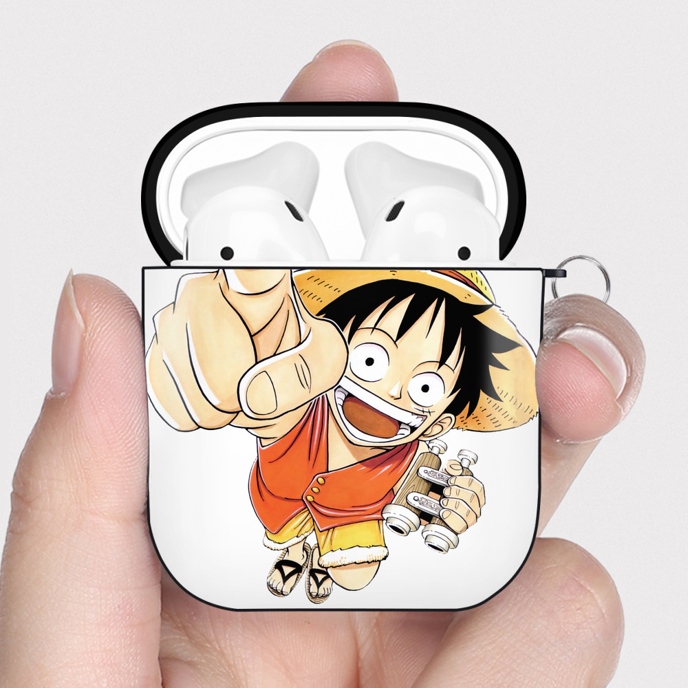 ワンピース モンキー・D・ルフィ ONE PIECE Monkey D. Luffy AirPods 第2世代保護ケース ハードシェル ブラック 耐衝撃・防指紋・カラビナ付き