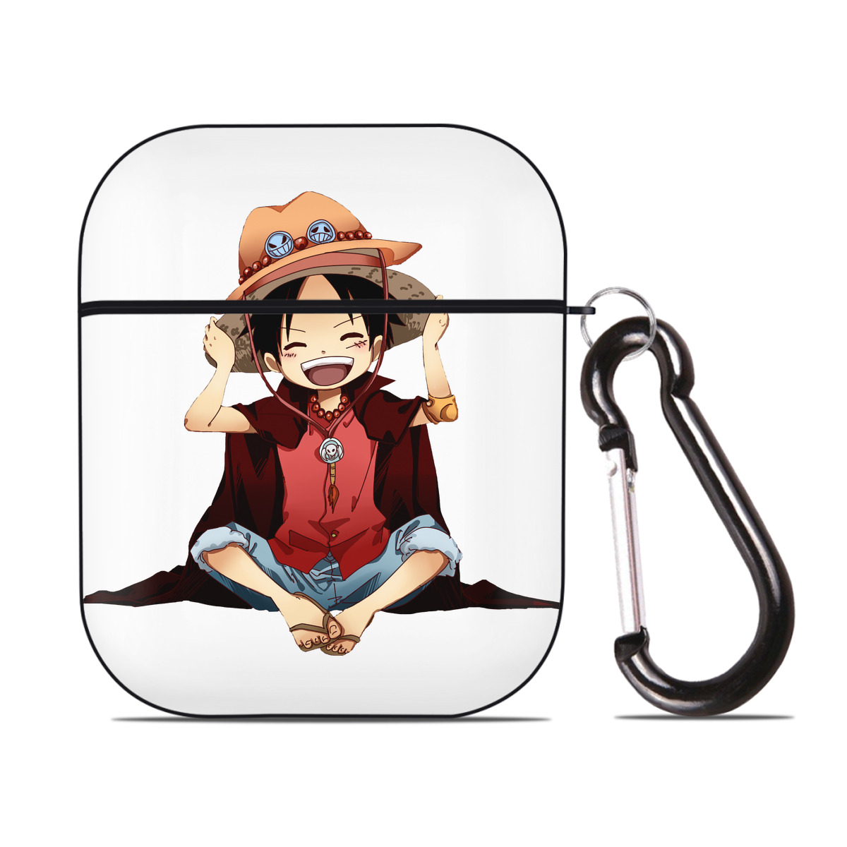 ワンピース モンキー・D・ルフィ ONE PIECE Monkey D. Luffy AirPods 第2世代保護ケース ハードシェル ブラック 耐衝撃・防指紋・カラビナ付き
