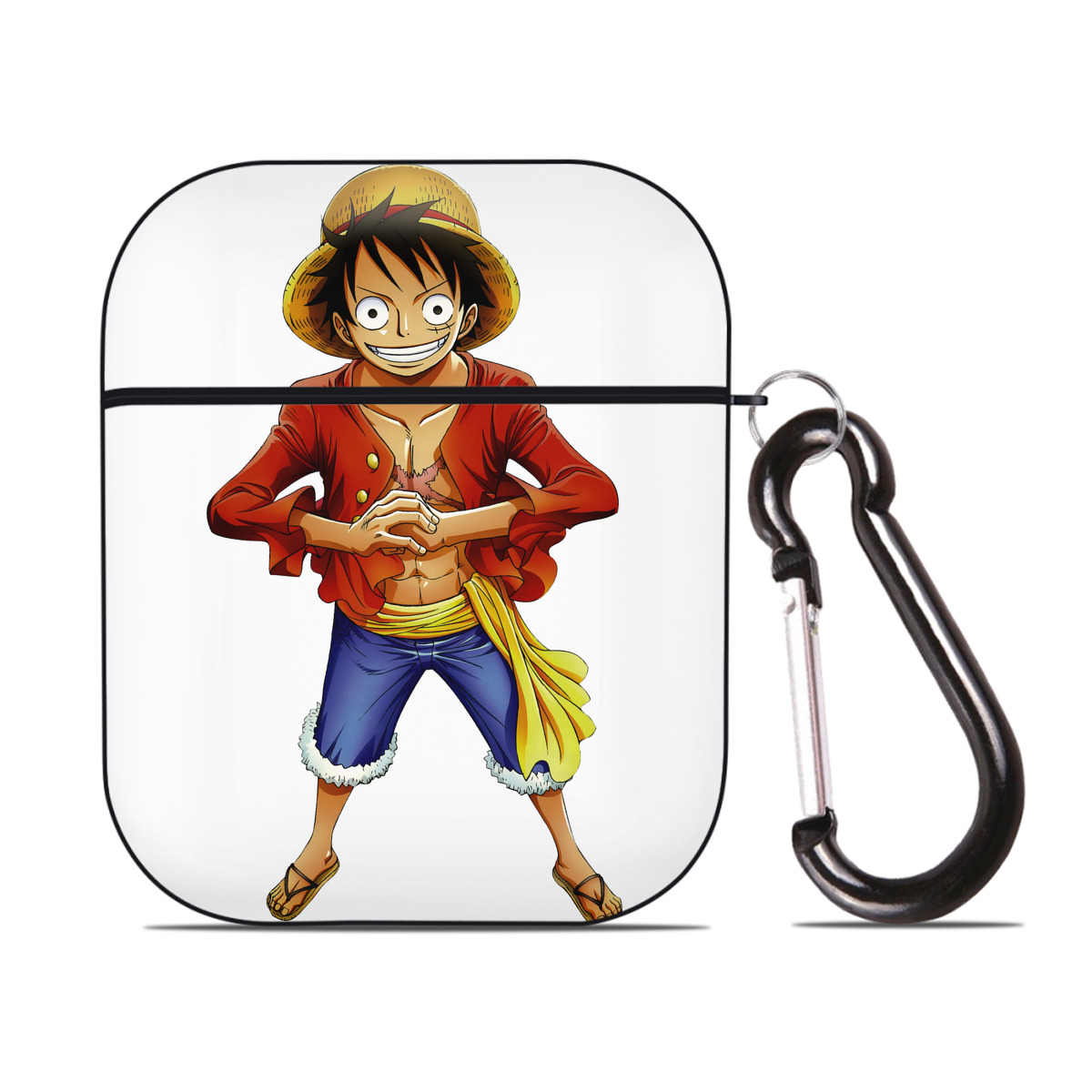ワンピース モンキー・D・ルフィ ONE PIECE Monkey D. Luffy AirPods 第2世代保護ケース ハードシェル ブラック 耐衝撃・防指紋・カラビナ付き