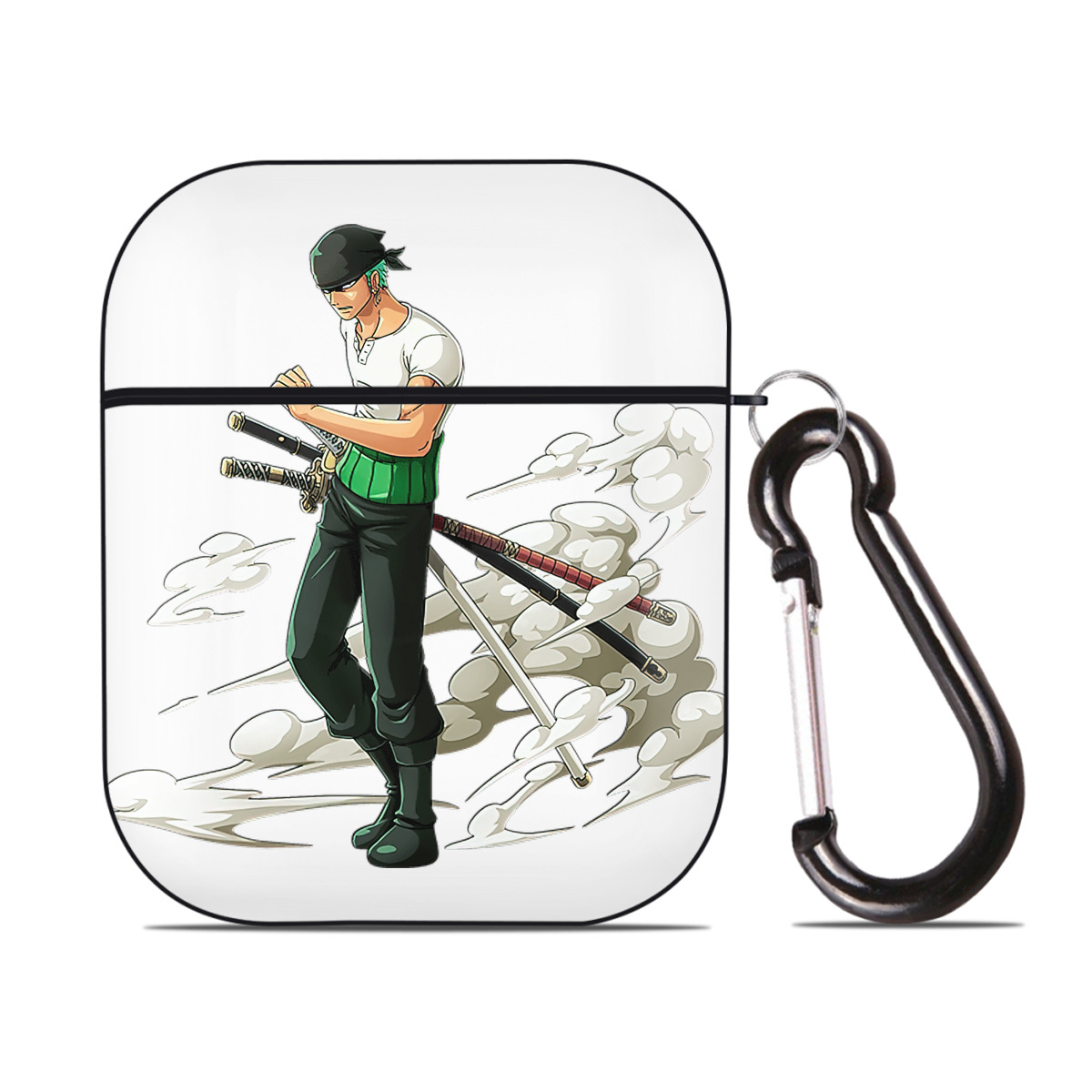 ワンピース ロロノア・ゾロ ONE PIECE Roronoa Zoro AirPods 第2世代保護ケース ハードシェル ブラック 耐衝撃・防指紋・カラビナ付き