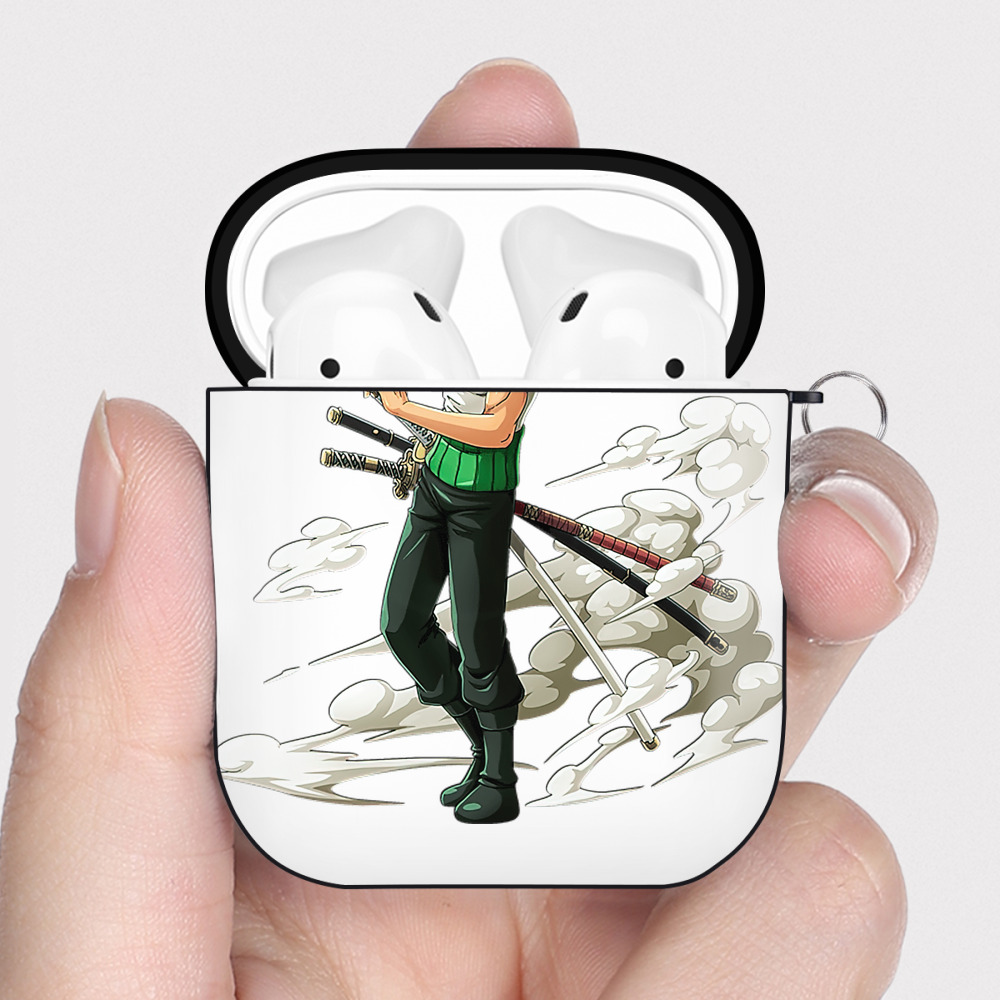 ワンピース ロロノア・ゾロ ONE PIECE Roronoa Zoro AirPods 第2世代保護ケース ハードシェル ブラック 耐衝撃・防指紋・カラビナ付き