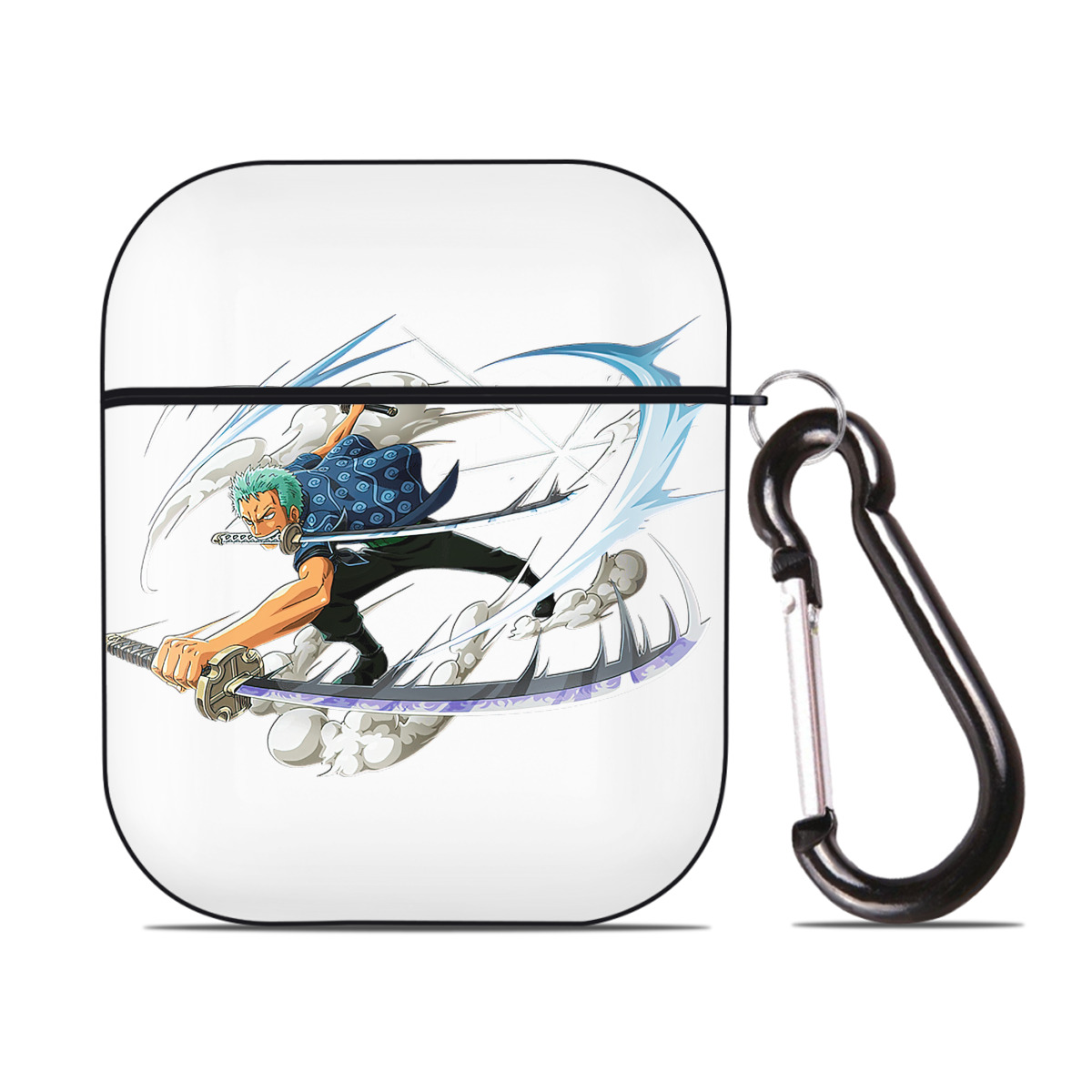 ワンピース ロロノア・ゾロ ONE PIECE Roronoa Zoro AirPods 第2世代保護ケース ハードシェル ブラック 耐衝撃・防指紋・カラビナ付き