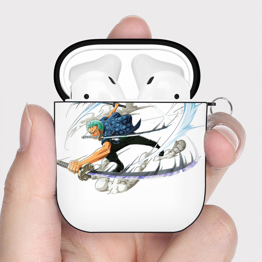 ワンピース ロロノア・ゾロ ONE PIECE Roronoa Zoro AirPods 第2世代保護ケース ハードシェル ブラック 耐衝撃・防指紋・カラビナ付き