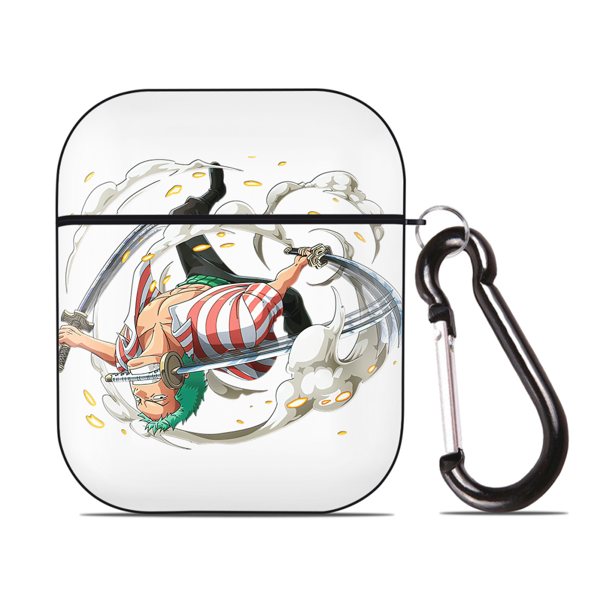 ワンピース ロロノア・ゾロ ONE PIECE Roronoa Zoro AirPods 第2世代保護ケース ハードシェル ブラック 耐衝撃・防指紋・カラビナ付き