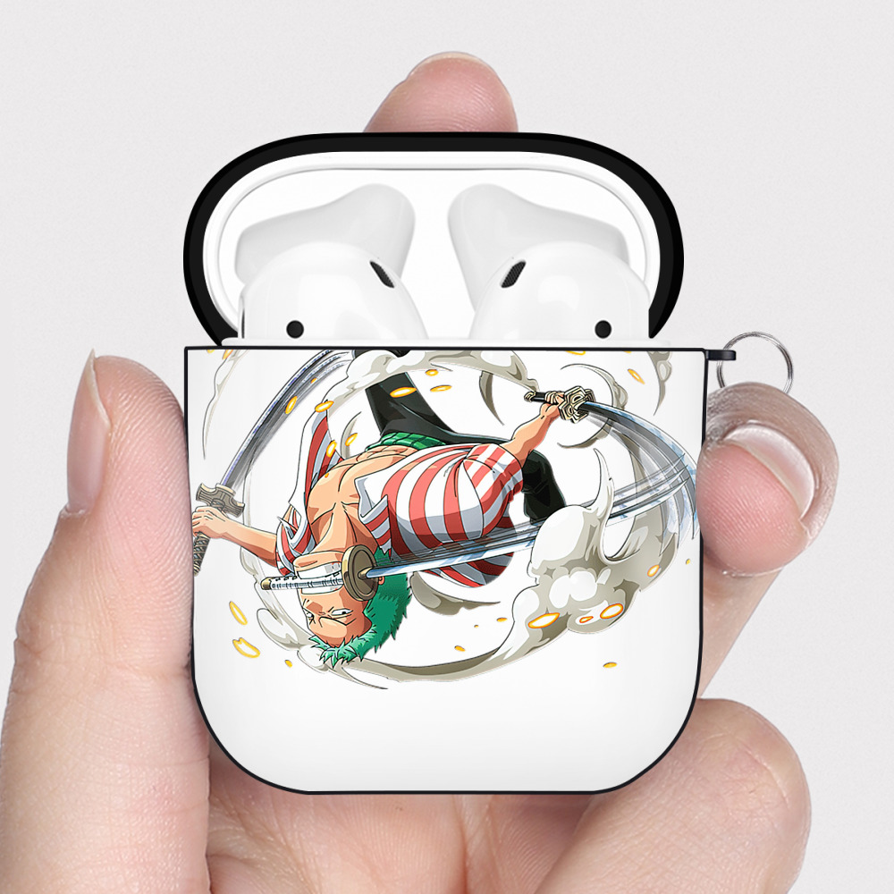ワンピース ロロノア・ゾロ ONE PIECE Roronoa Zoro AirPods 第2世代保護ケース ハードシェル ブラック 耐衝撃・防指紋・カラビナ付き