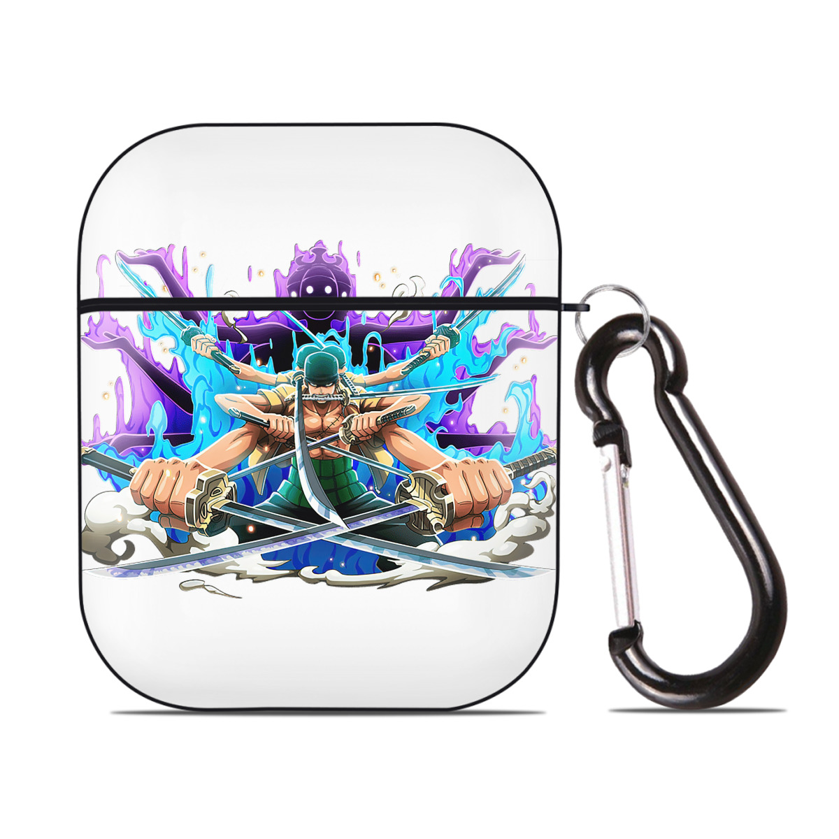 ワンピース ロロノア・ゾロ ONE PIECE Roronoa Zoro AirPods 第2世代保護ケース ハードシェル ブラック 耐衝撃・防指紋・カラビナ付き