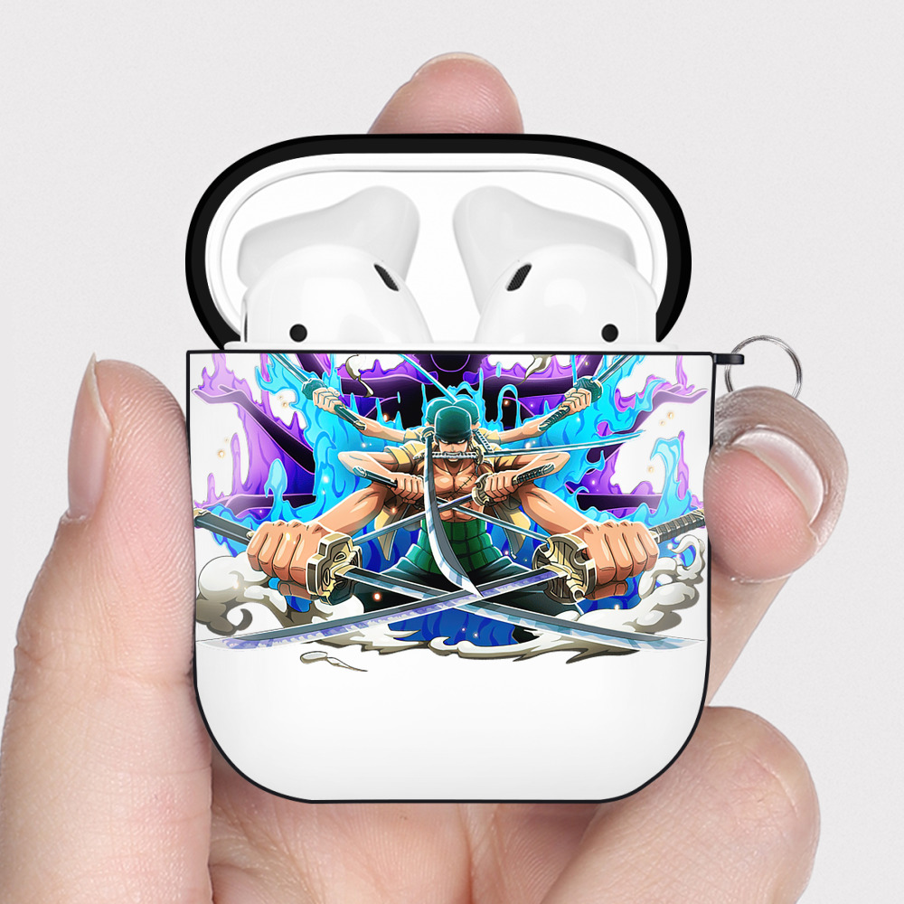 ワンピース ロロノア・ゾロ ONE PIECE Roronoa Zoro AirPods 第2世代保護ケース ハードシェル ブラック 耐衝撃・防指紋・カラビナ付き