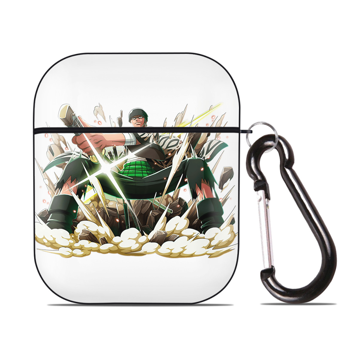 ワンピース ロロノア・ゾロ ONE PIECE Roronoa Zoro AirPods 第2世代保護ケース ハードシェル ブラック 耐衝撃・防指紋・カラビナ付き