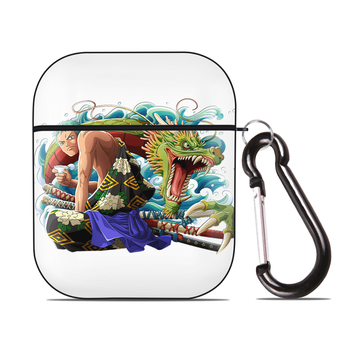 ワンピース ロロノア・ゾロ ONE PIECE Roronoa Zoro AirPods 第2世代保護ケース ハードシェル ブラック 耐衝撃・防指紋・カラビナ付き