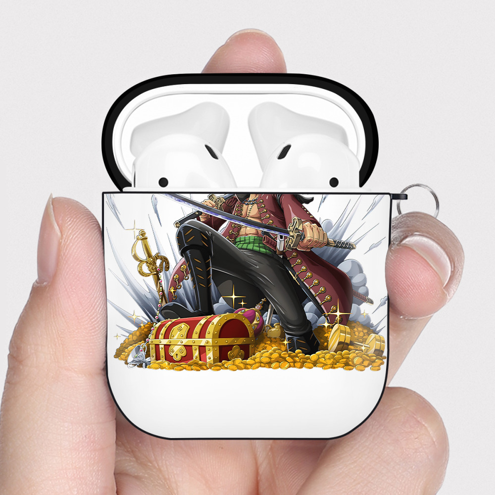 ワンピース ロロノア・ゾロ ONE PIECE Roronoa Zoro AirPods 第2世代保護ケース ハードシェル ブラック 耐衝撃・防指紋・カラビナ付き