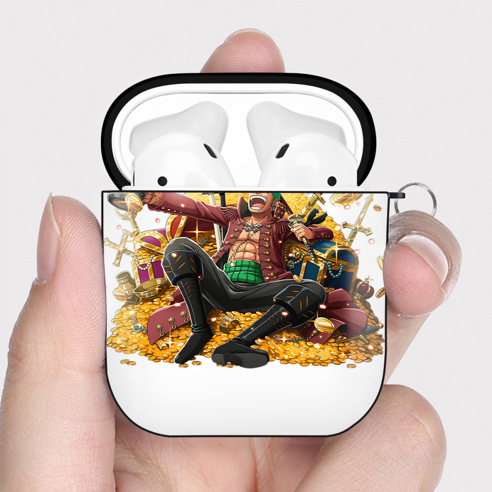 ワンピース ロロノア・ゾロ ONE PIECE Roronoa Zoro AirPods 第2世代保護ケース ハードシェル ブラック 耐衝撃・防指紋・カラビナ付き