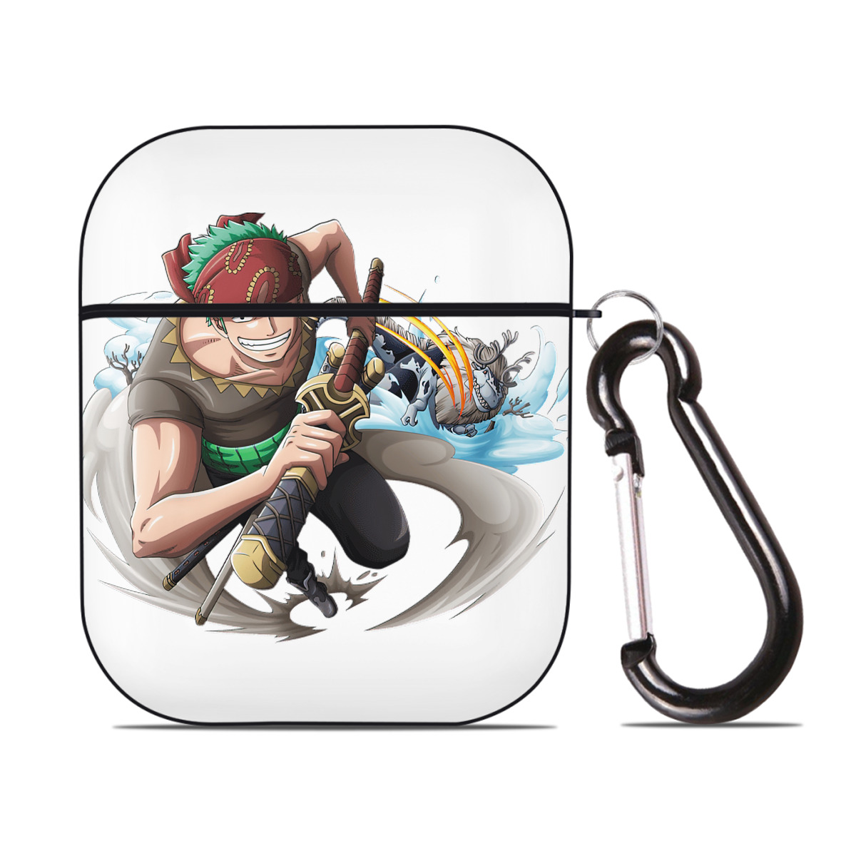 ワンピース ロロノア・ゾロ ONE PIECE Roronoa Zoro AirPods 第2世代保護ケース ハードシェル ブラック 耐衝撃・防指紋・カラビナ付き