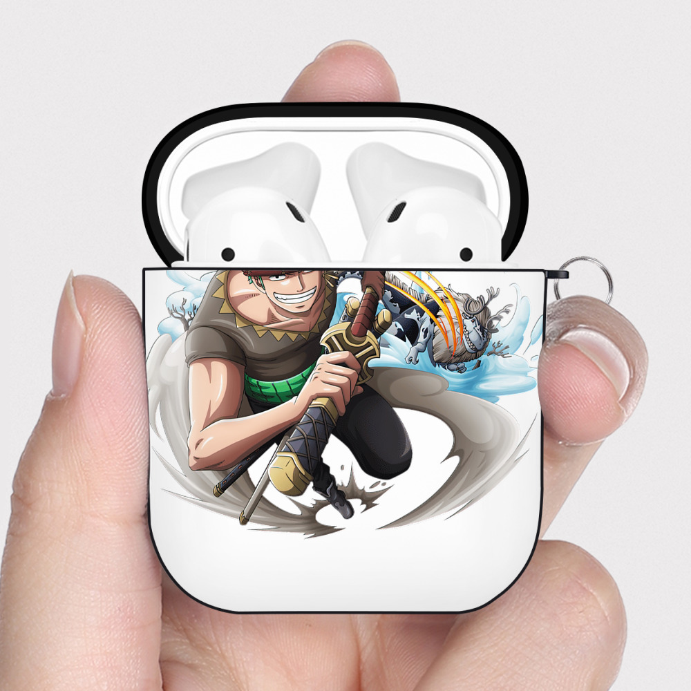 ワンピース ロロノア・ゾロ ONE PIECE Roronoa Zoro AirPods 第2世代保護ケース ハードシェル ブラック 耐衝撃・防指紋・カラビナ付き