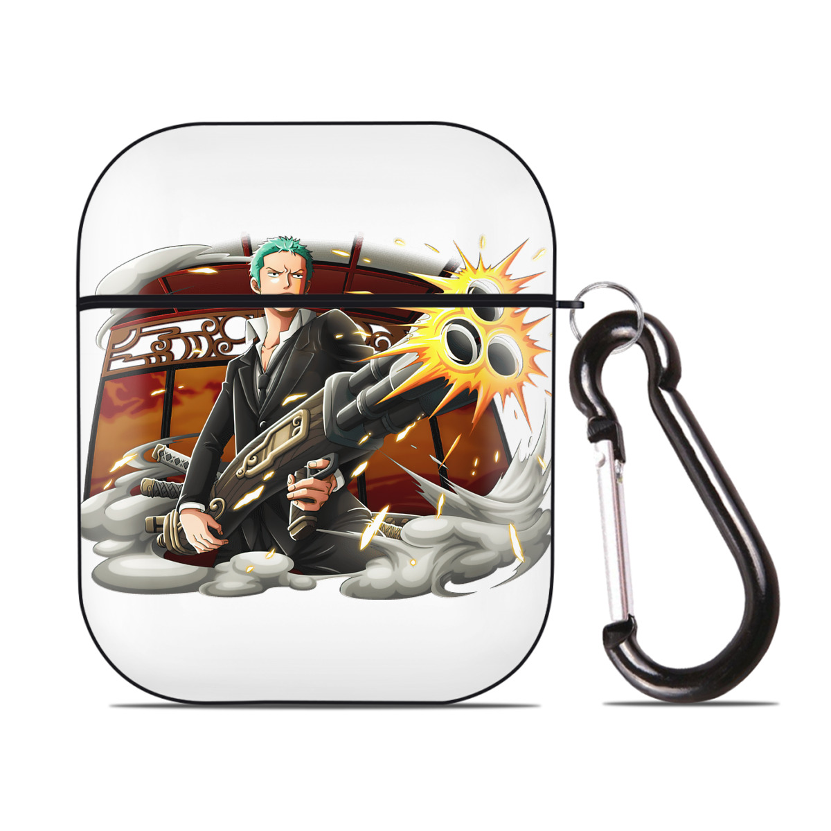 ワンピース ロロノア・ゾロ ONE PIECE Roronoa Zoro AirPods 第2世代保護ケース ハードシェル ブラック 耐衝撃・防指紋・カラビナ付き
