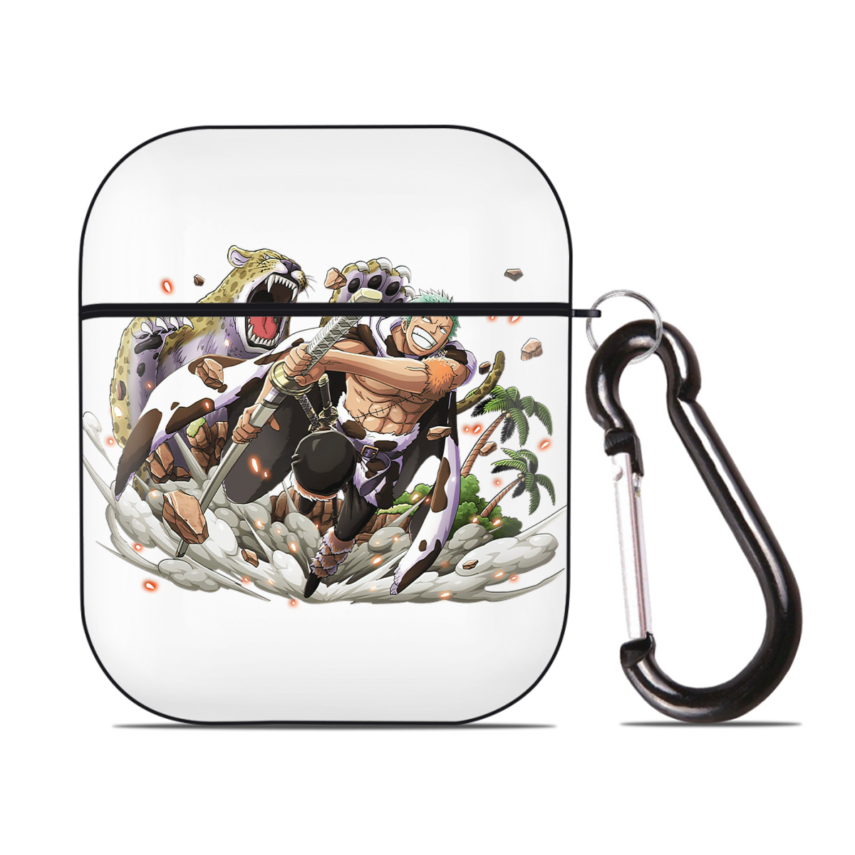 ワンピース ロロノア・ゾロ ONE PIECE Roronoa Zoro AirPods 第2世代保護ケース ハードシェル ブラック 耐衝撃・防指紋・カラビナ付き