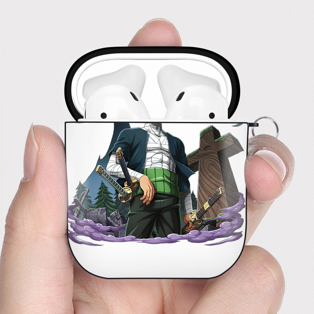 ワンピース ロロノア・ゾロ ONE PIECE Roronoa Zoro AirPods 第2世代保護ケース ハードシェル ブラック 耐衝撃・防指紋・カラビナ付き