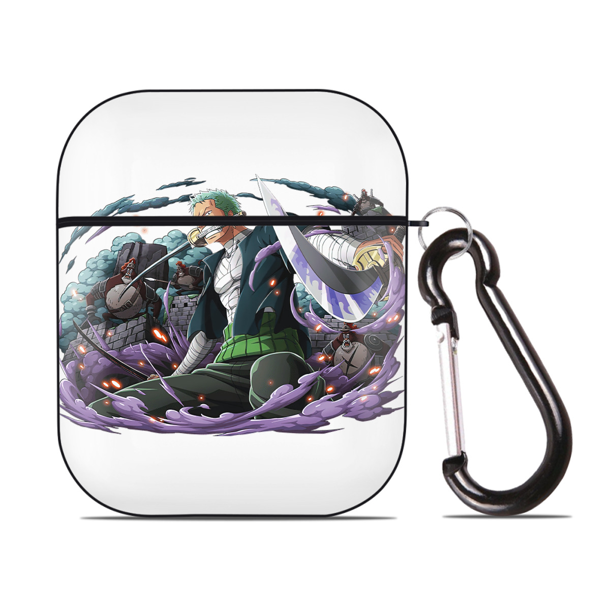 ワンピース ロロノア・ゾロ ONE PIECE Roronoa Zoro AirPods 第2世代保護ケース ハードシェル ブラック 耐衝撃・防指紋・カラビナ付き
