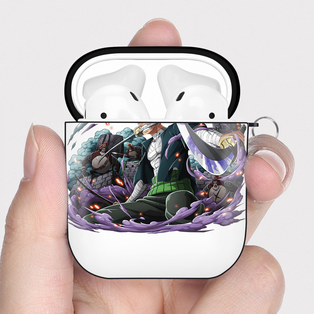 ワンピース ロロノア・ゾロ ONE PIECE Roronoa Zoro AirPods 第2世代保護ケース ハードシェル ブラック 耐衝撃・防指紋・カラビナ付き