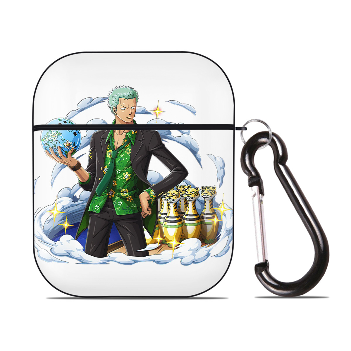 ワンピース ロロノア・ゾロ ONE PIECE Roronoa Zoro AirPods 第2世代保護ケース ハードシェル ブラック 耐衝撃・防指紋・カラビナ付き