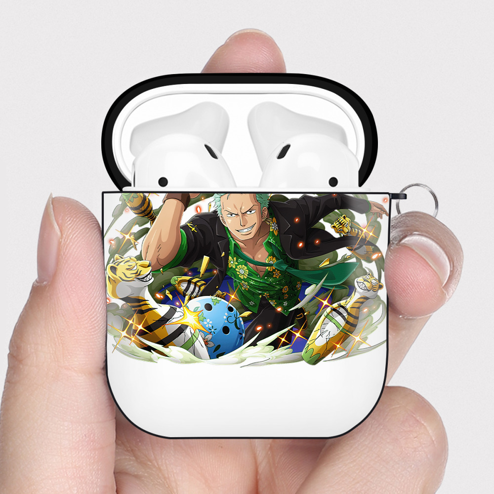（画像用） ワンピース ロロノア・ゾロ ONE PIECE Roronoa Zoro AirPods 第2世代保護ケース ハードシェル ブラック 耐衝撃・防指紋・カラビナ付き