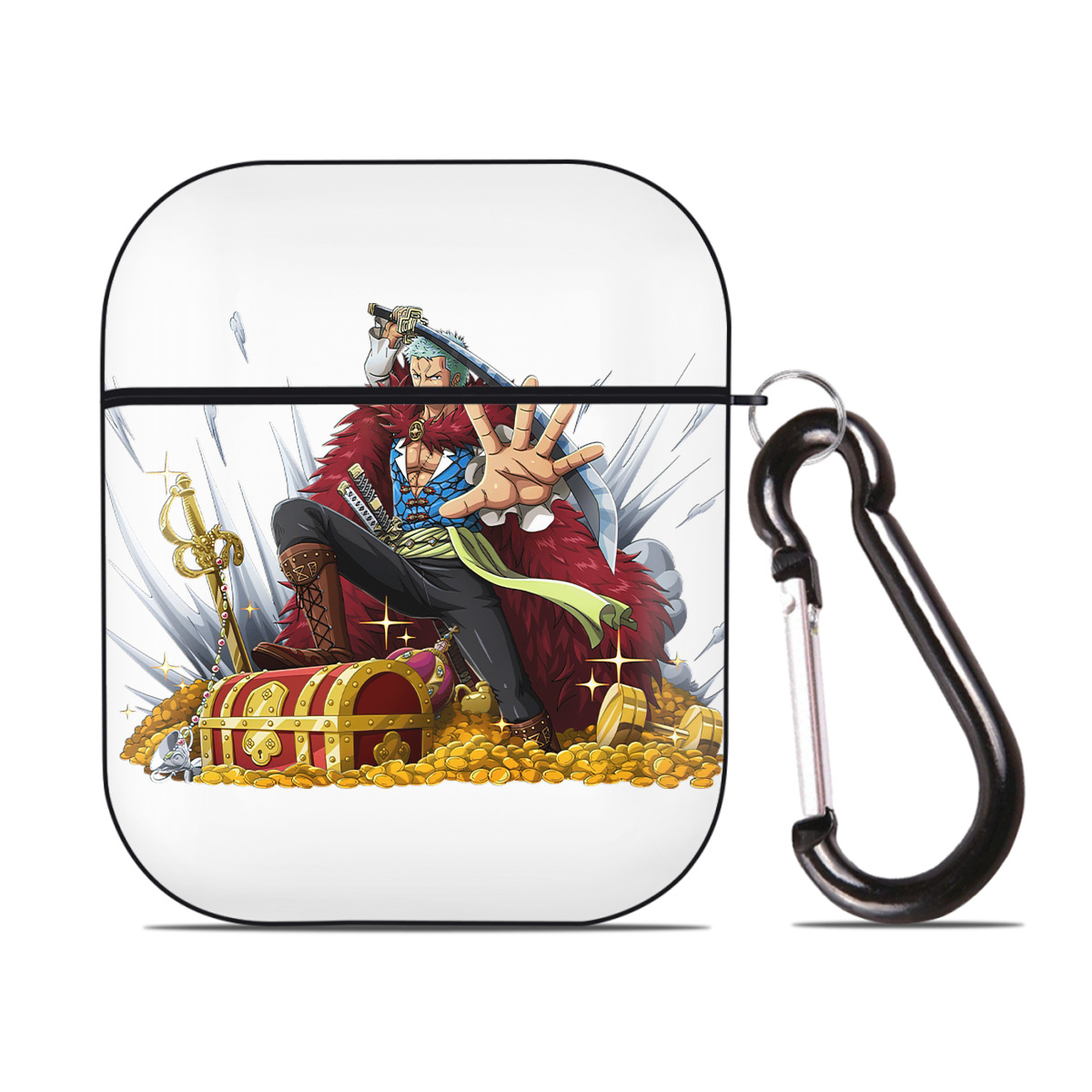 ワンピース ロロノア・ゾロ ONE PIECE Roronoa Zoro AirPods 第2世代保護ケース ハードシェル ブラック 耐衝撃・防指紋・カラビナ付き